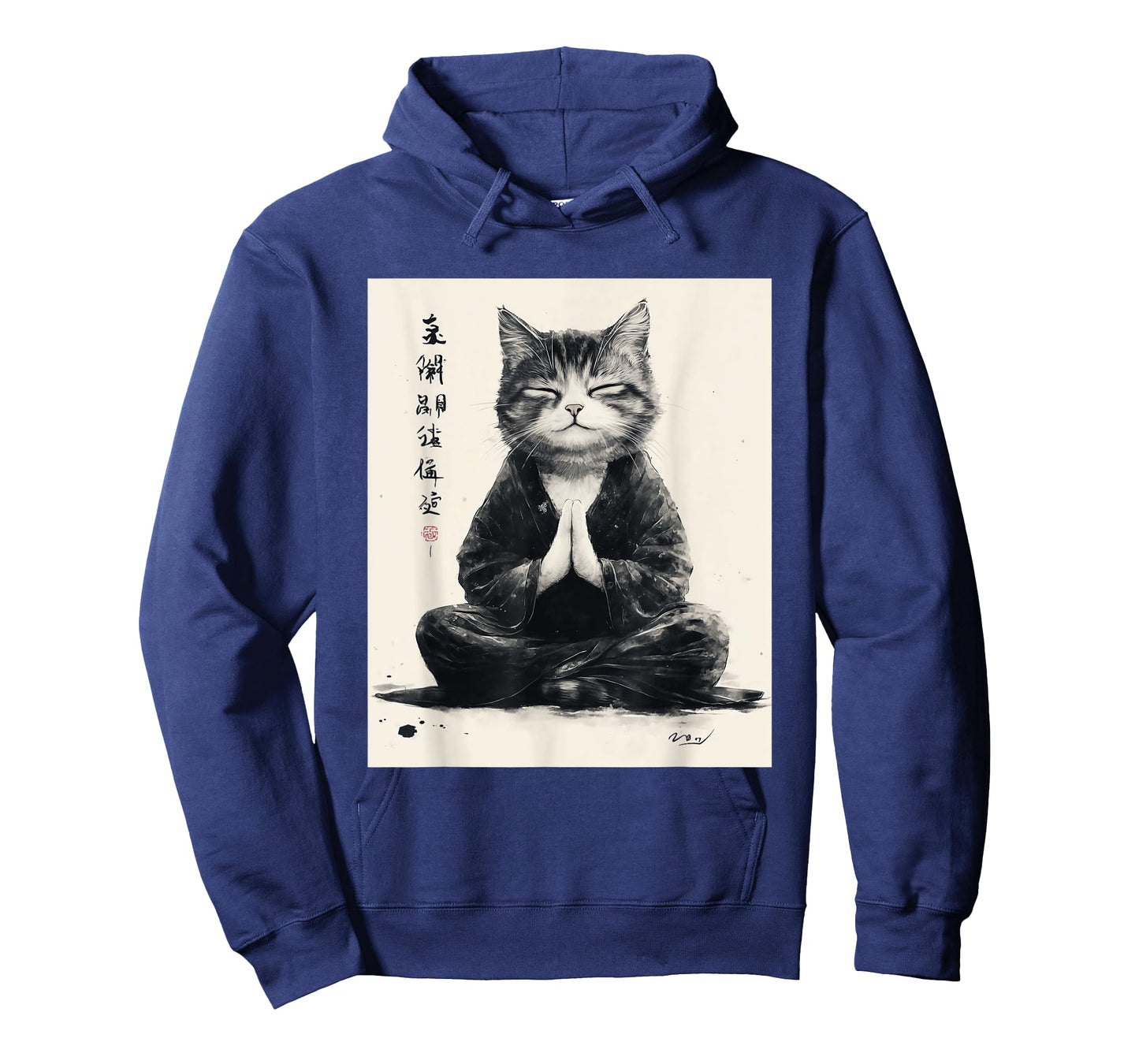 Zen Cat T-Shirt - Meditating Japanese Art Style Graphic Tee T-Shirt for Men Women Kids
