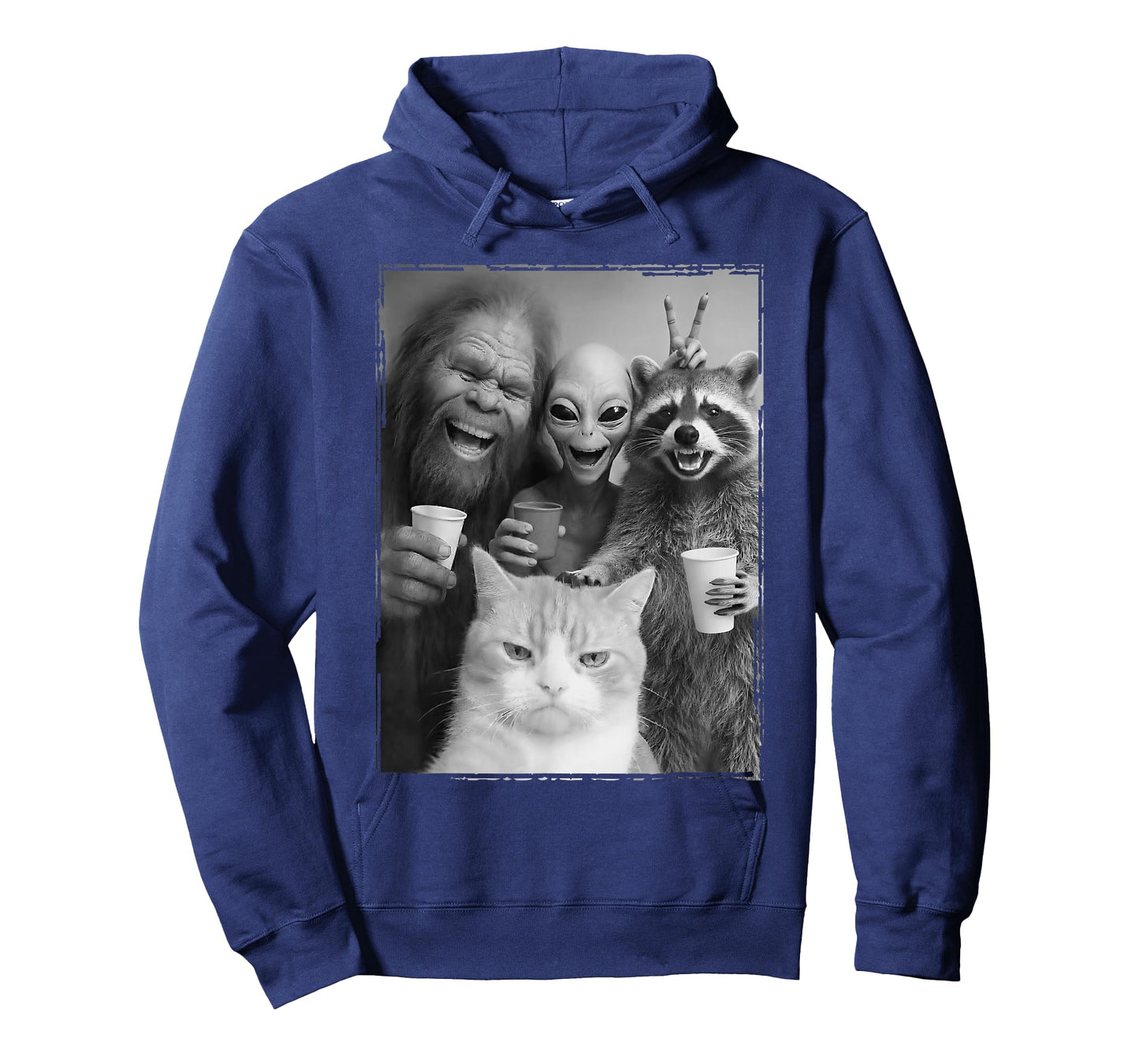 Cat Selfie with Bigfoot, Alien & Racoon | Funny Cat T-Shirt
