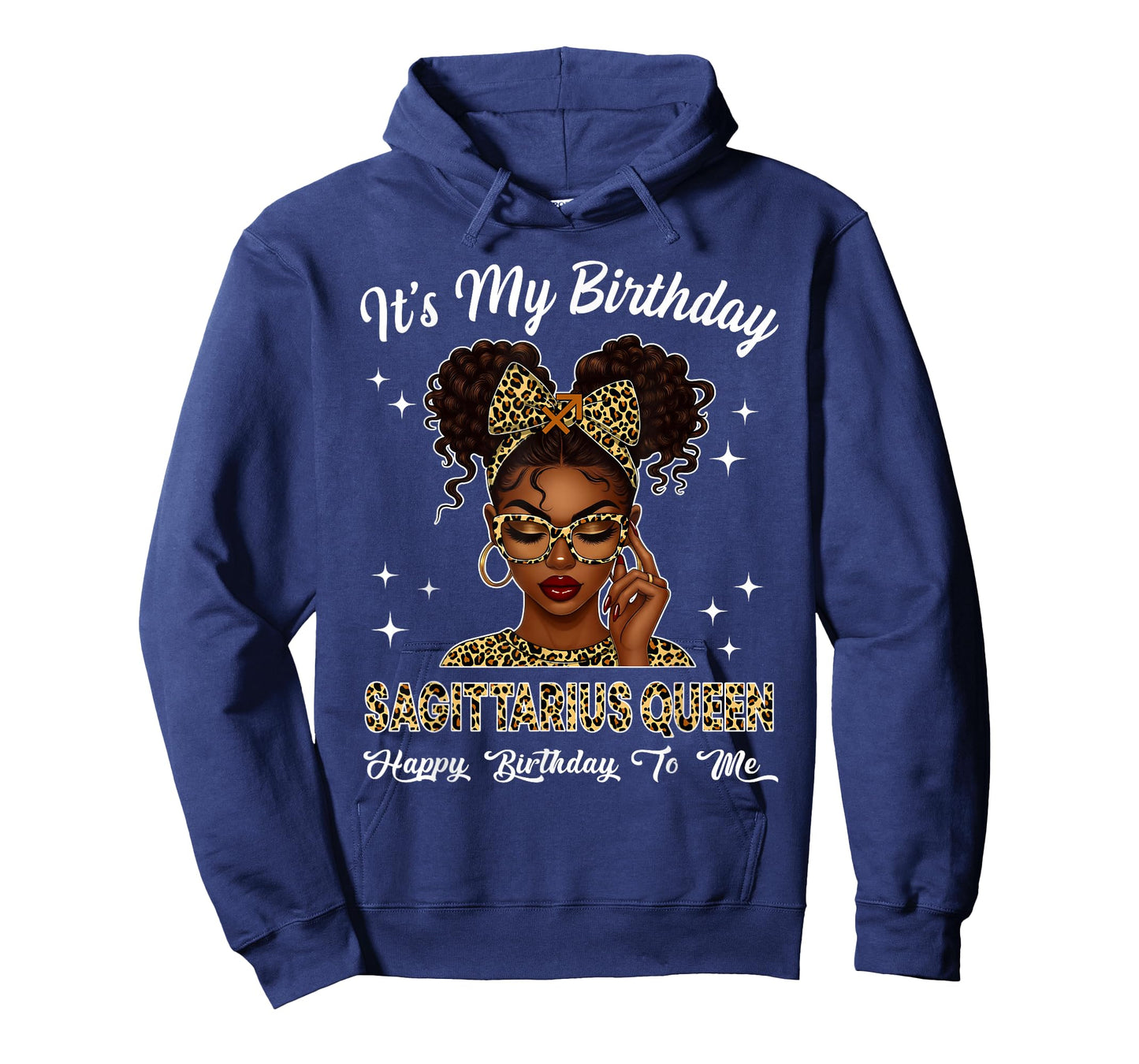 Sagittarius Queen Black Girl Leopard Bow It's My Birthday T-Shirt