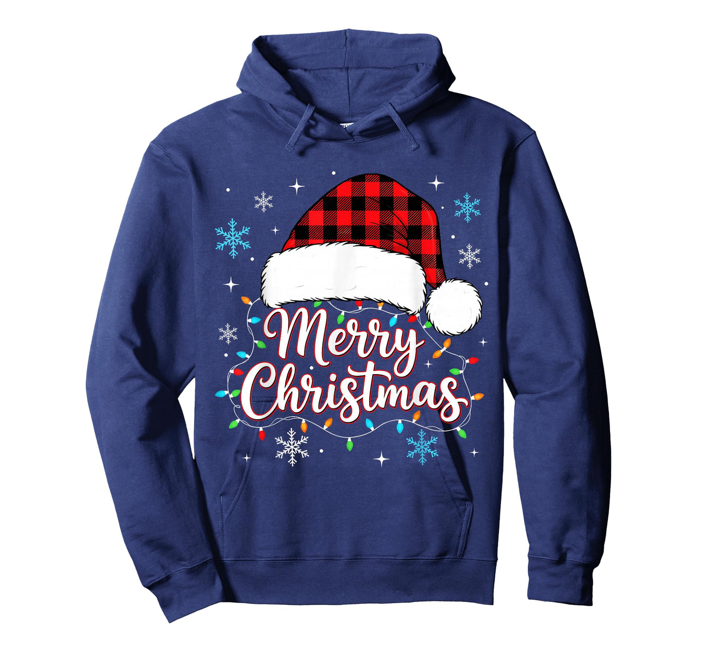 Funny Merry Christmas Buffalo Plaid Santa Hat Men Women Kids T-Shirt