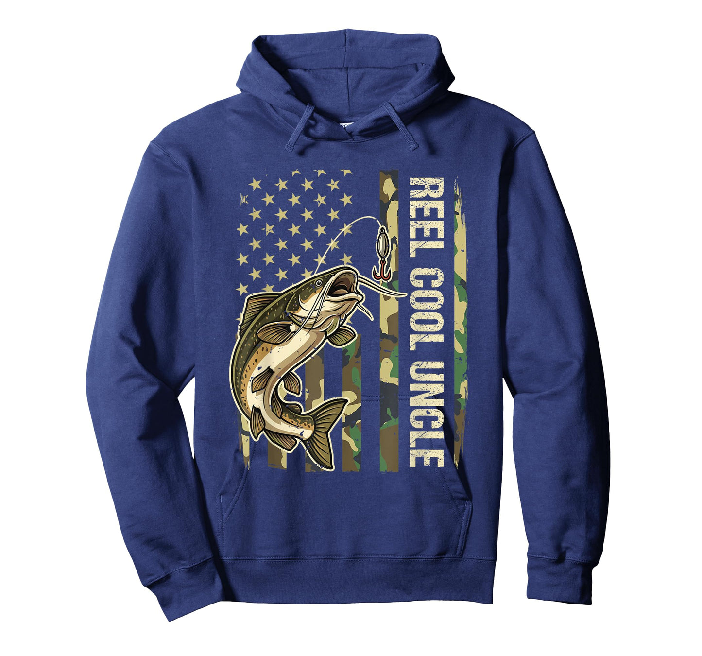 Vintage Reel Cool Uncle Catfish Fishing Camo Flag Fisherman T-Shirt
