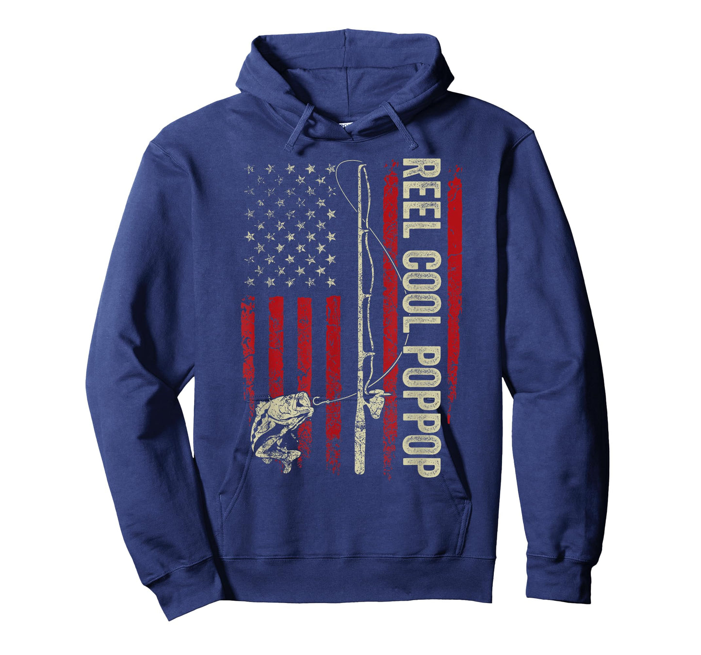 Reel Cool Poppop Fishing American Flag Patriotic T-Shirt