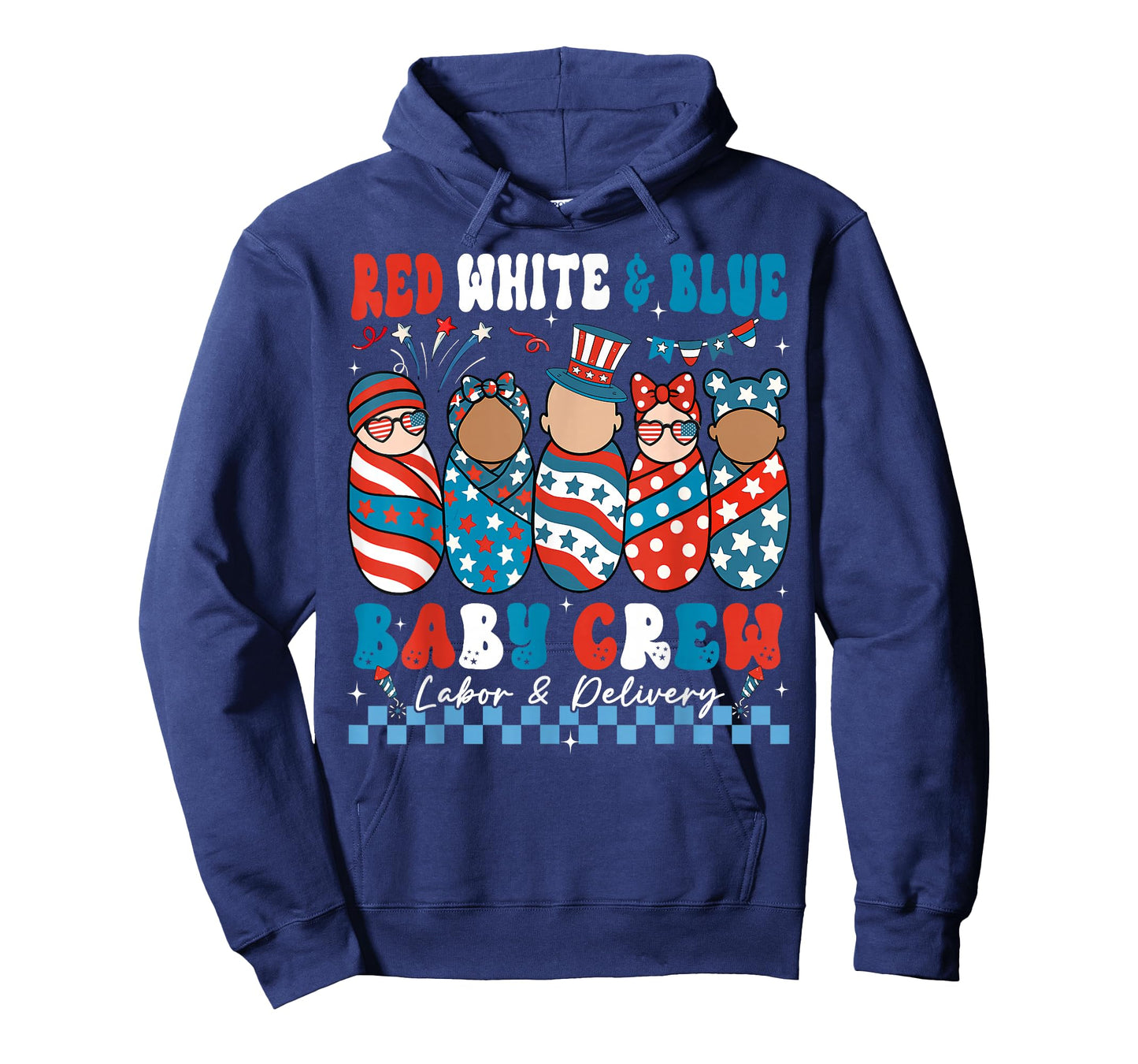 Red White Blue Baby Crew Labor Delivery Nurse 4th of July T-Shirt