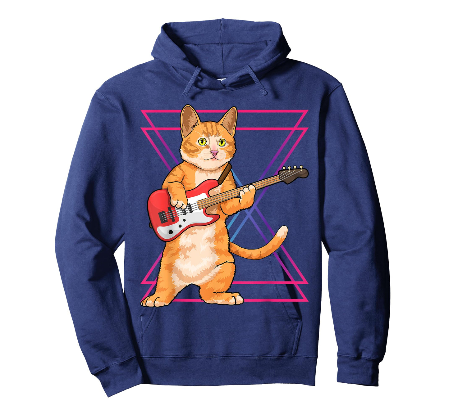 Cat Playing Guitar Musician Kitten Funny Bass Guitar Player T-Shirt