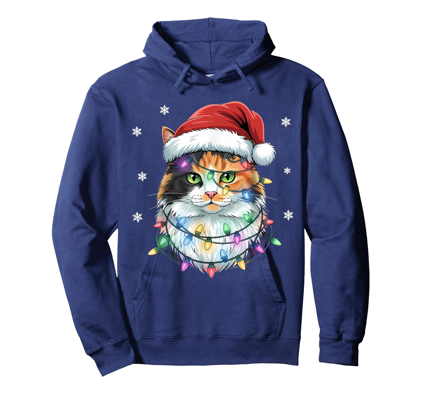 Christmas Lights Cat Santa Hat Xmas Funny Christmas Cat T-Shirt
