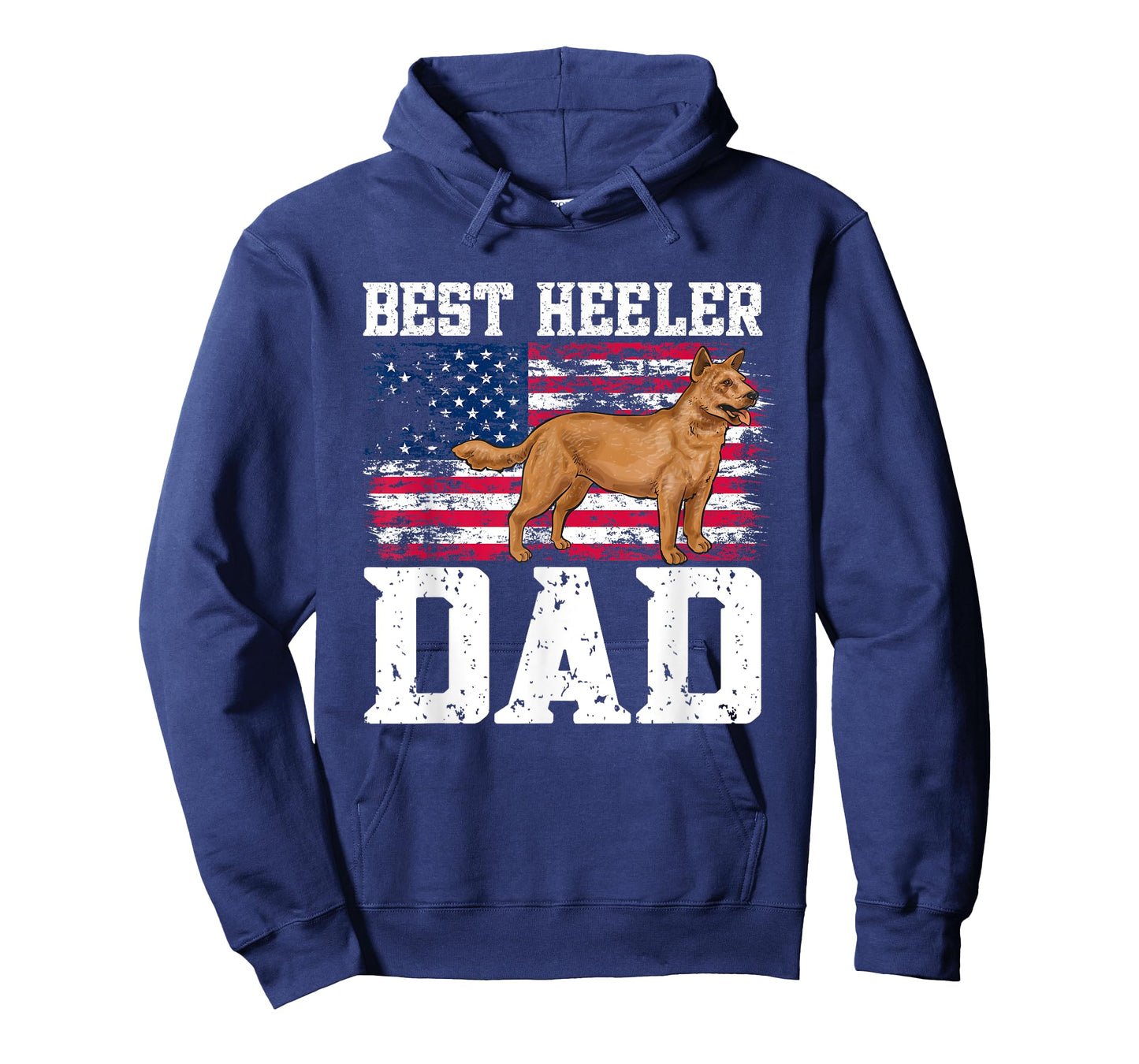 Best Red Heeler Dad American Flag Australian Cattle Dog Men T-Shirt