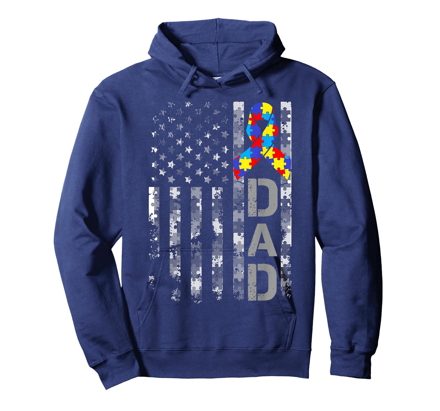 Autism Awareness Dad USA Flag Fathers day T-Shirt