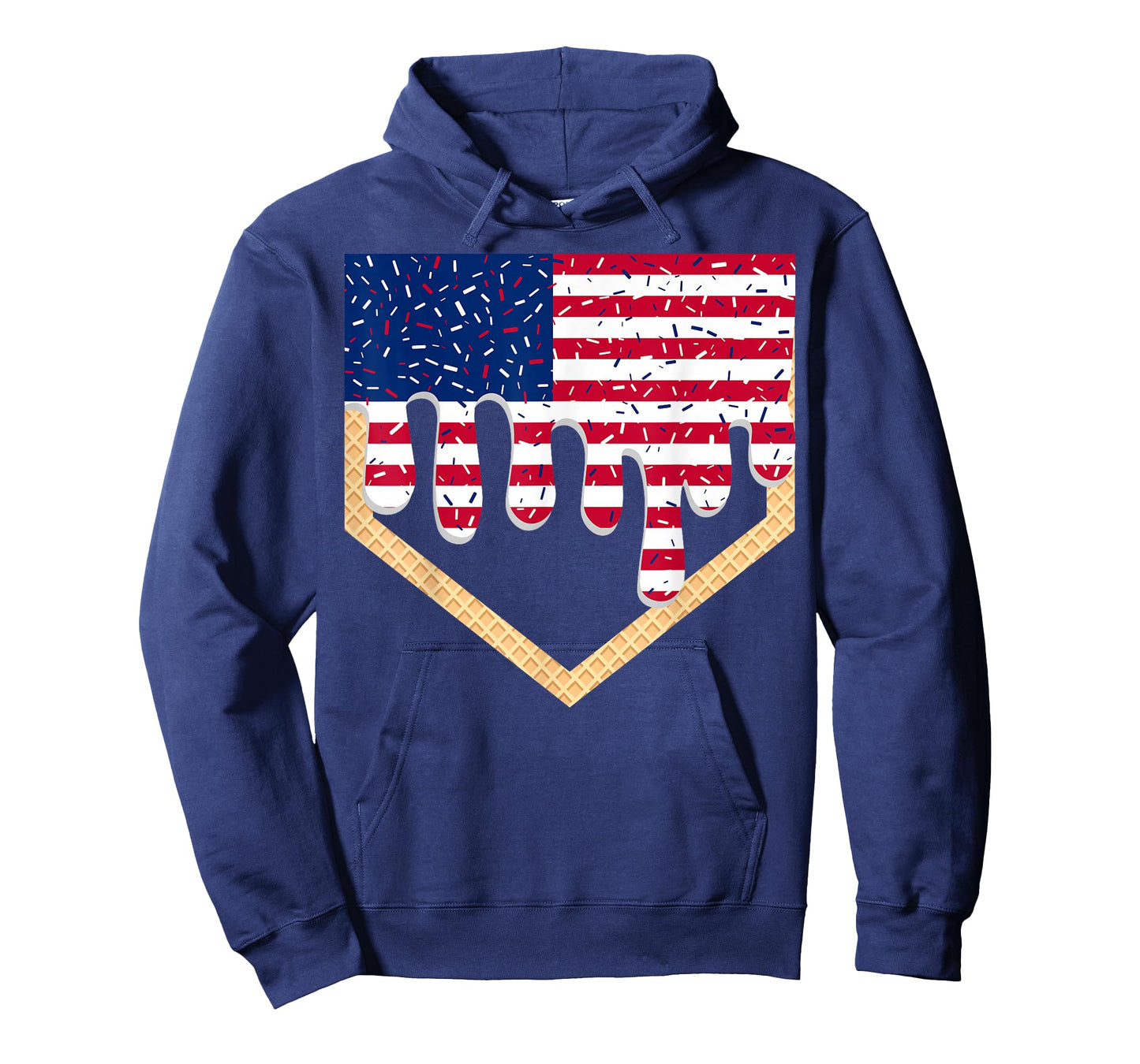 Baseball Ice Cream Drip 4th of July Red Blue & White Drip T-Shirt