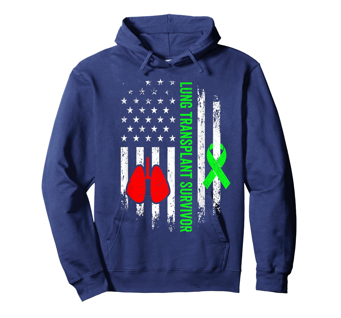 Lung Transplant Survivor Warrior Organ Recipient USA Flag T-Shirt