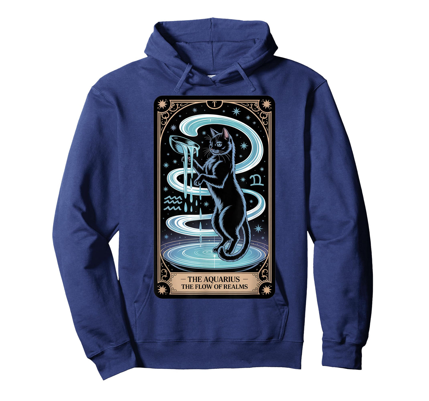 Aquarius Tarot Card Black Cat | Mystical Zodiac Water Bearer T-Shirt