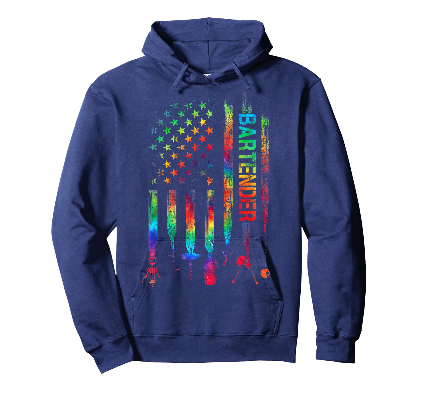 Bartender With American Flag Tie Dye Bartending Father's day T-Shirt