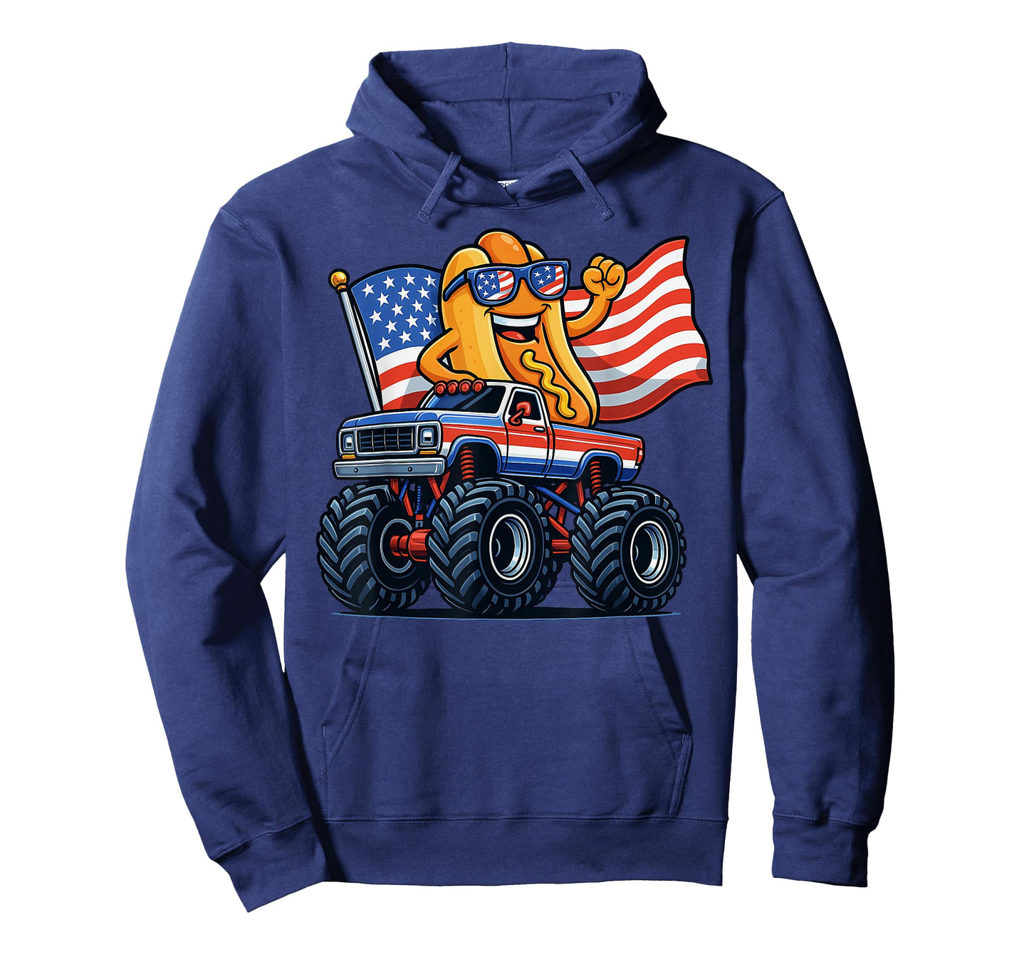 4th Of July Monster Truck Hot Dog American Flag Men Boy T-Shirt