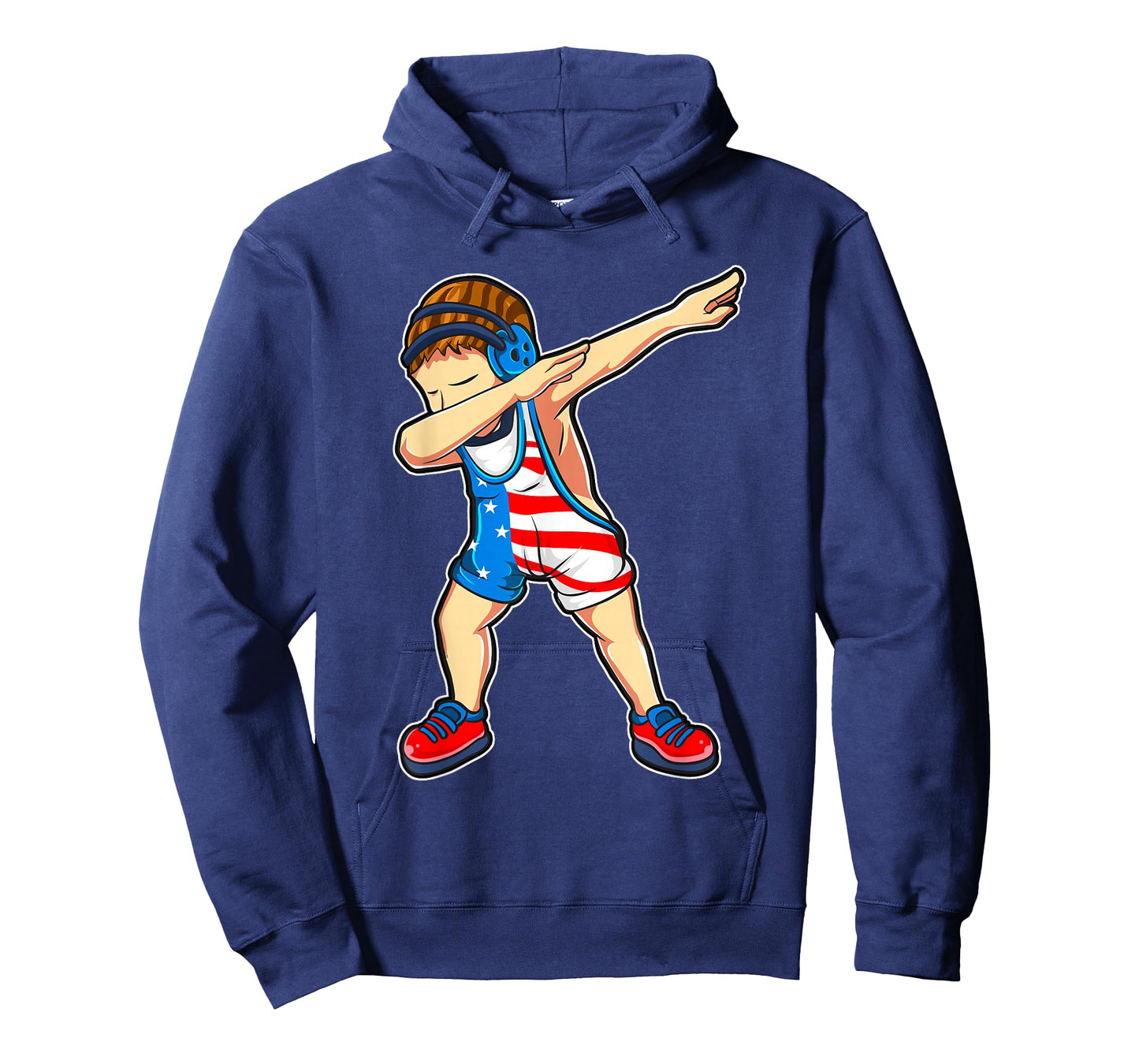 Dabbing Wrestling Boy Wrestler US Flag T-Shirt