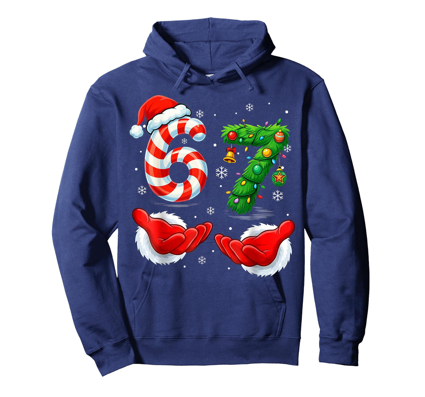 67 Christmas Meme 6 7 Santa Hands Candy Cane Tree Gen Alpha T-Shirt