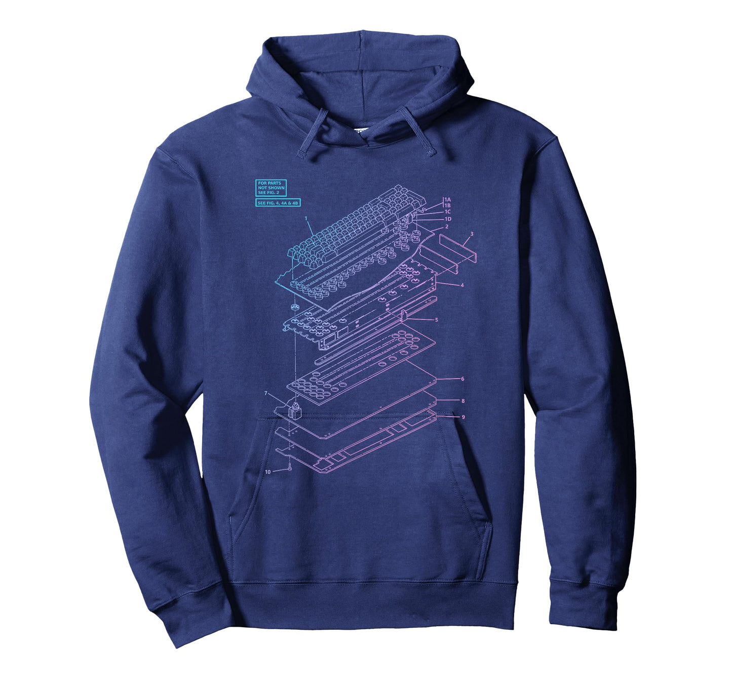 All Things Geek by MCMA Mechanical Keyboard Patent Drawing Graphic Design Art T-Shirt - Unisex-Adults, Black, Small