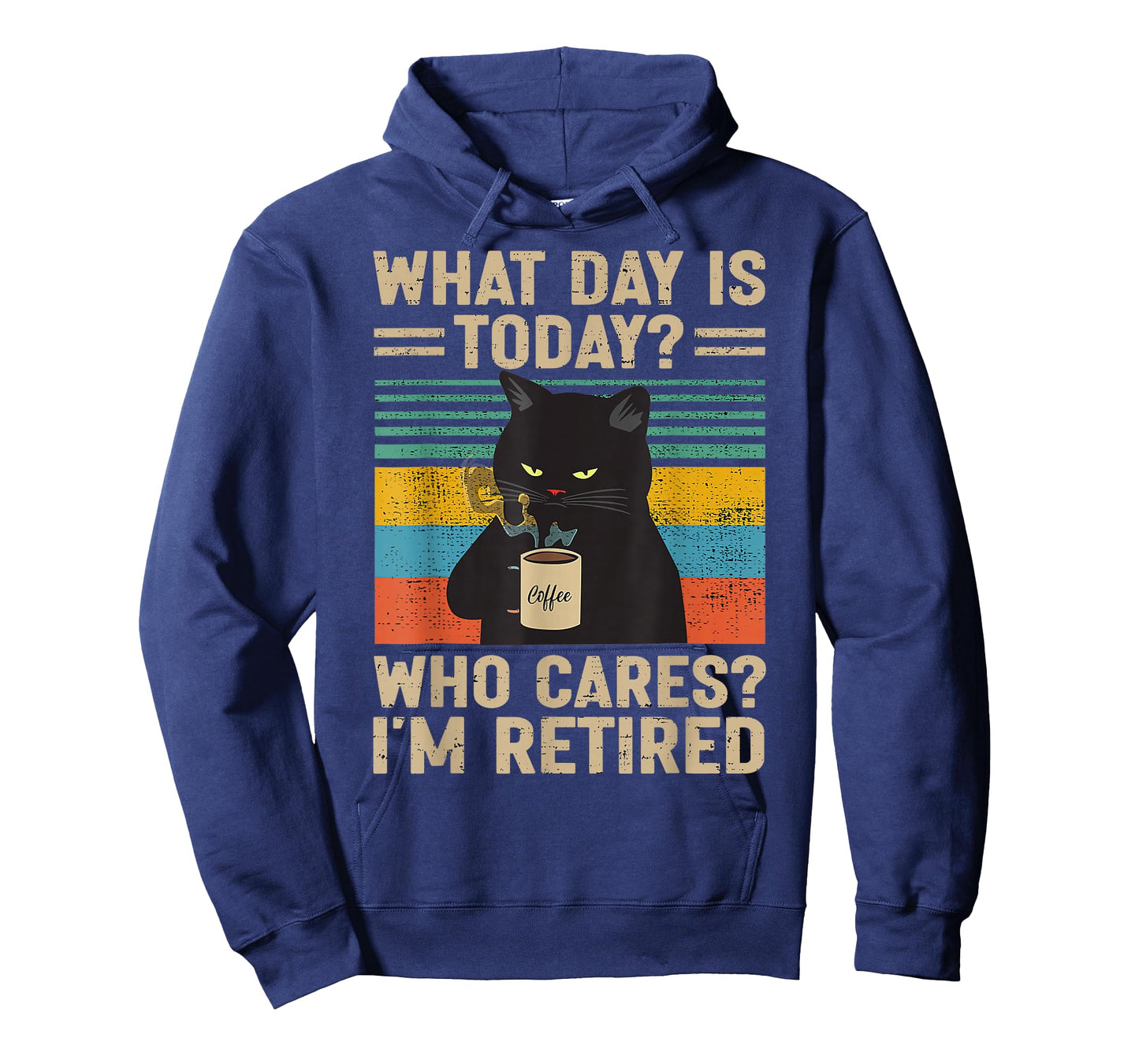 What Day is Today Who Cares I'm Retired Cat and Coffee T-Shirt