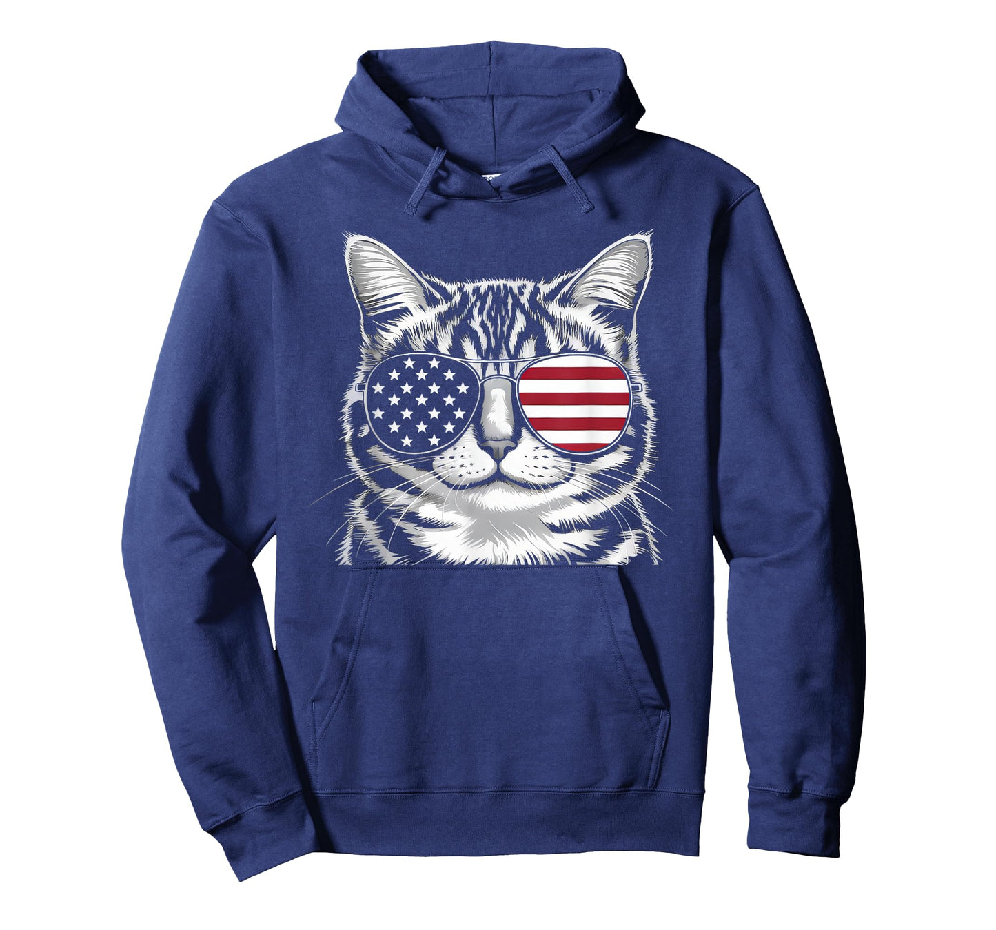 Patriotic Red White Blue USA American Flag Cat 4th of July T-Shirt for Men Women Kids