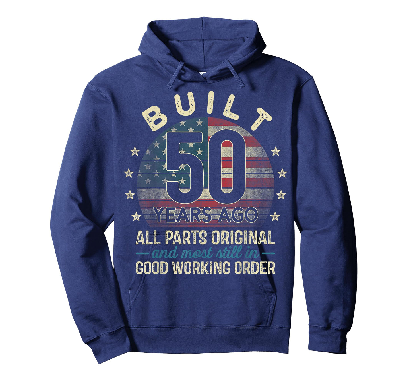 Built 50 Years Ago All Parts Original 50th Birthday USA Flag T-Shirt