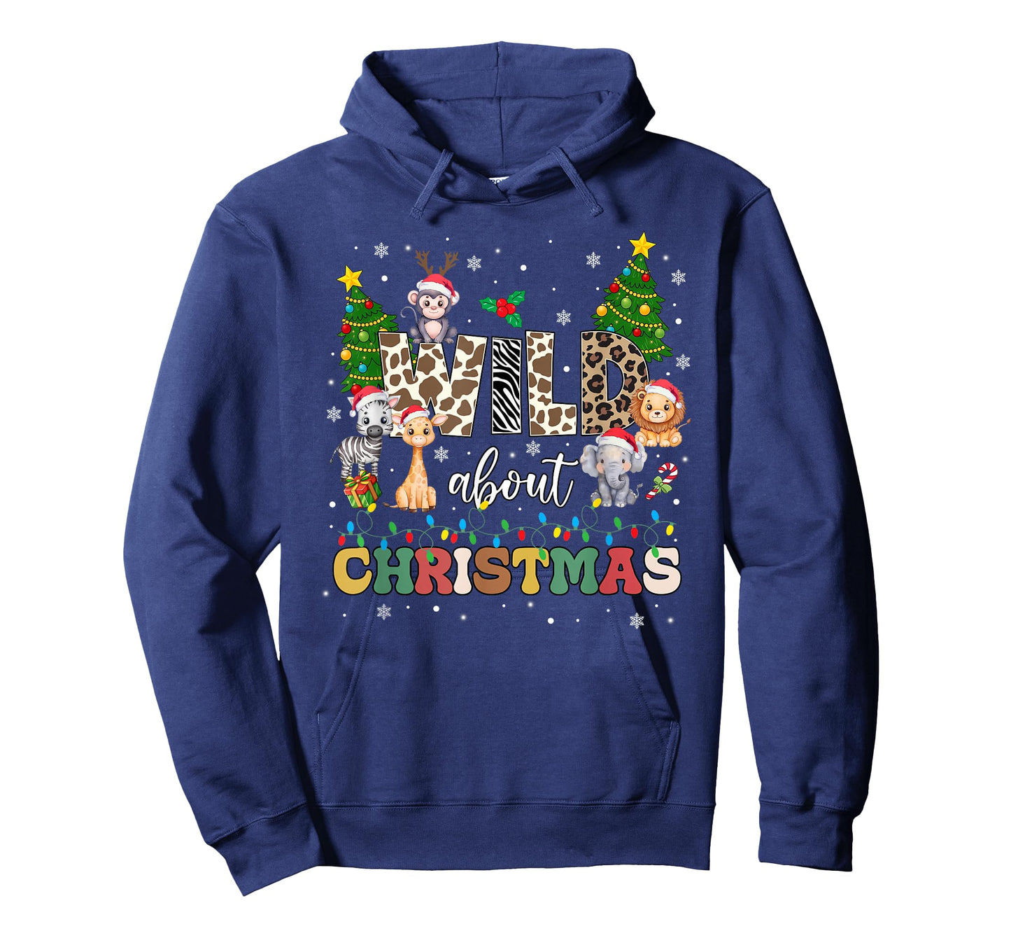 Wild About Christmas Santa Xmas Lights Zoo Safari Animals T-Shirt