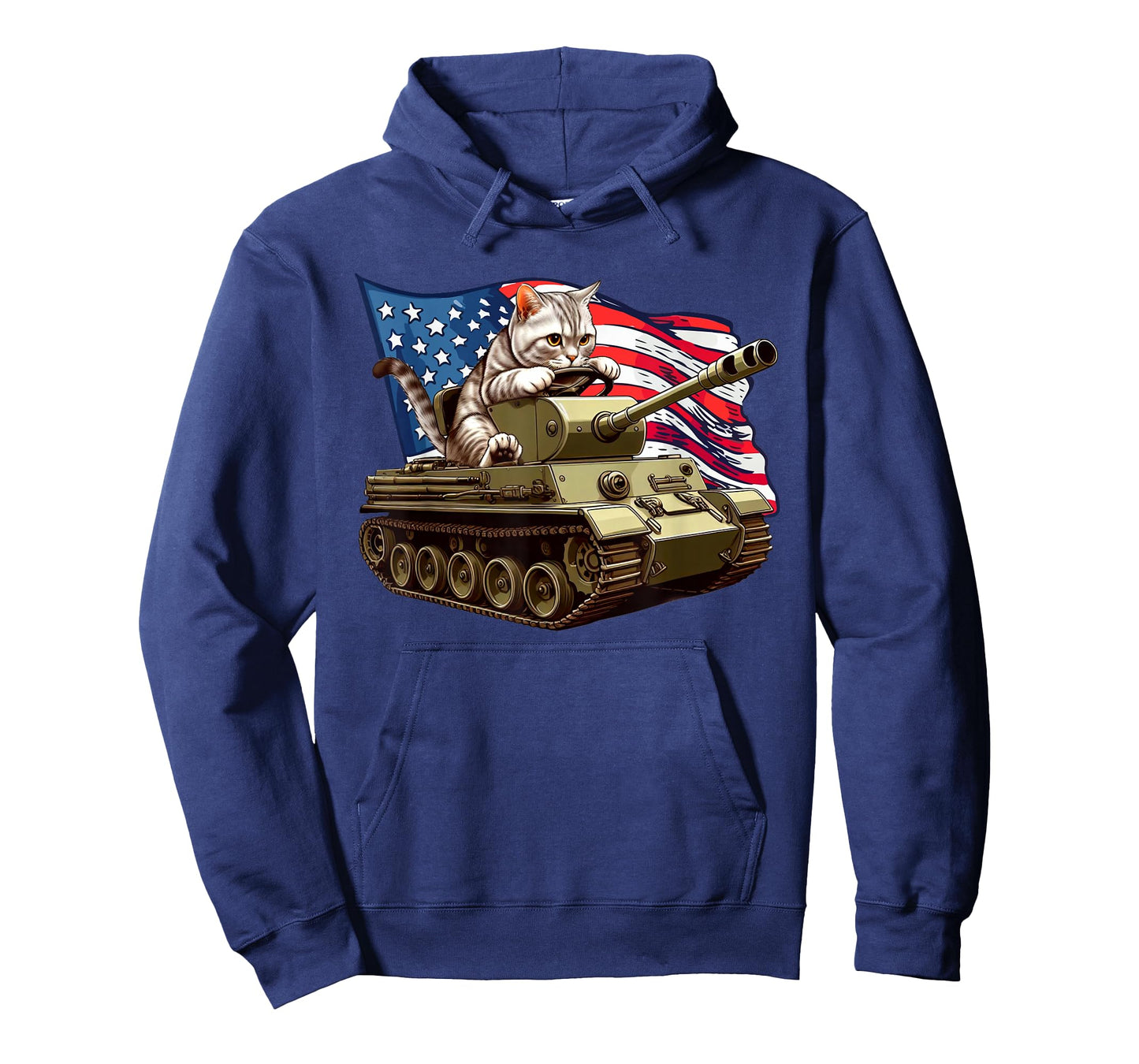 Cat Driving Army Tank American Flag Military Cat Lovers T-Shirt