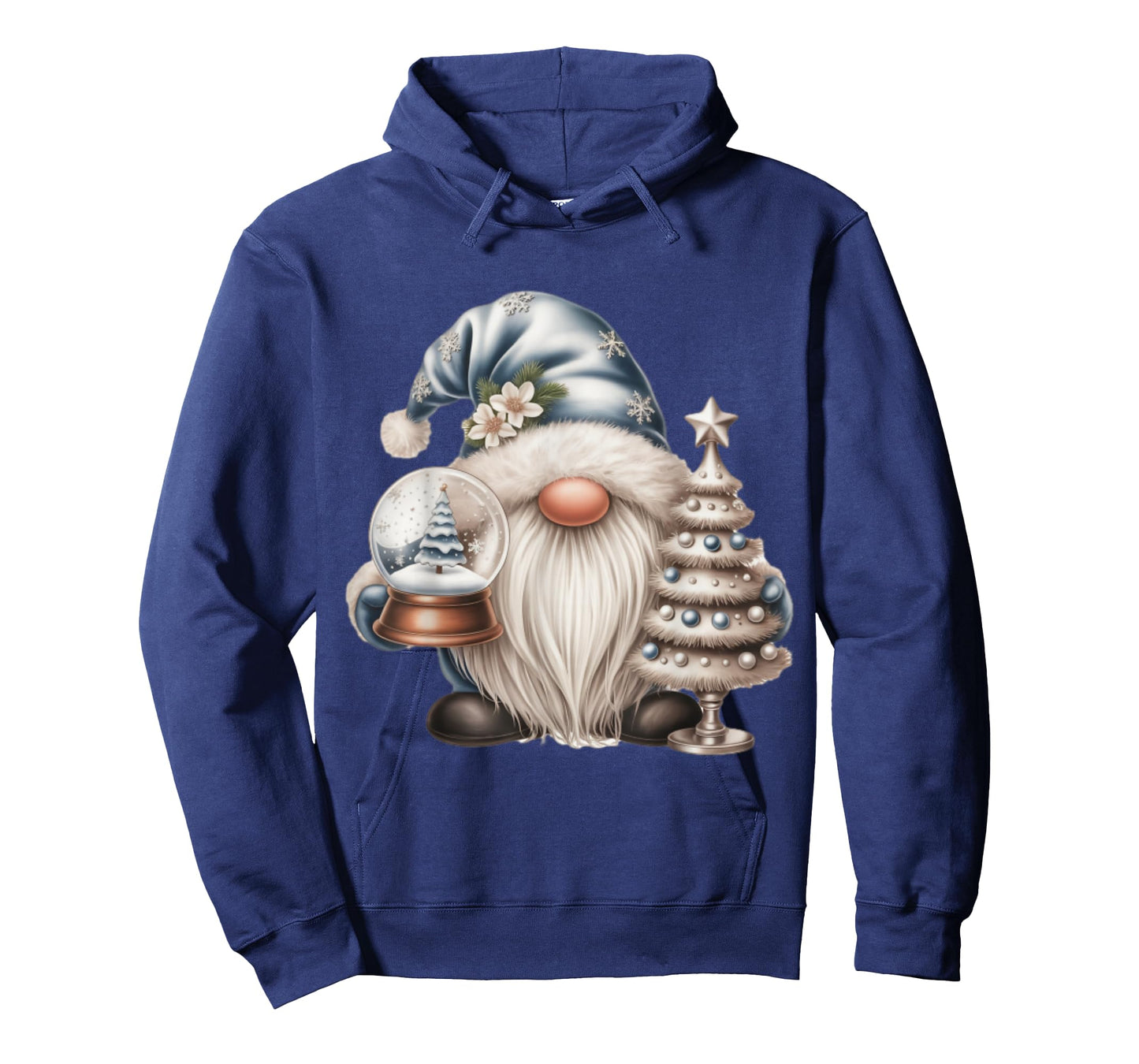 Blue Christmas Gnome with Tree and Snow Globe T-Shirt