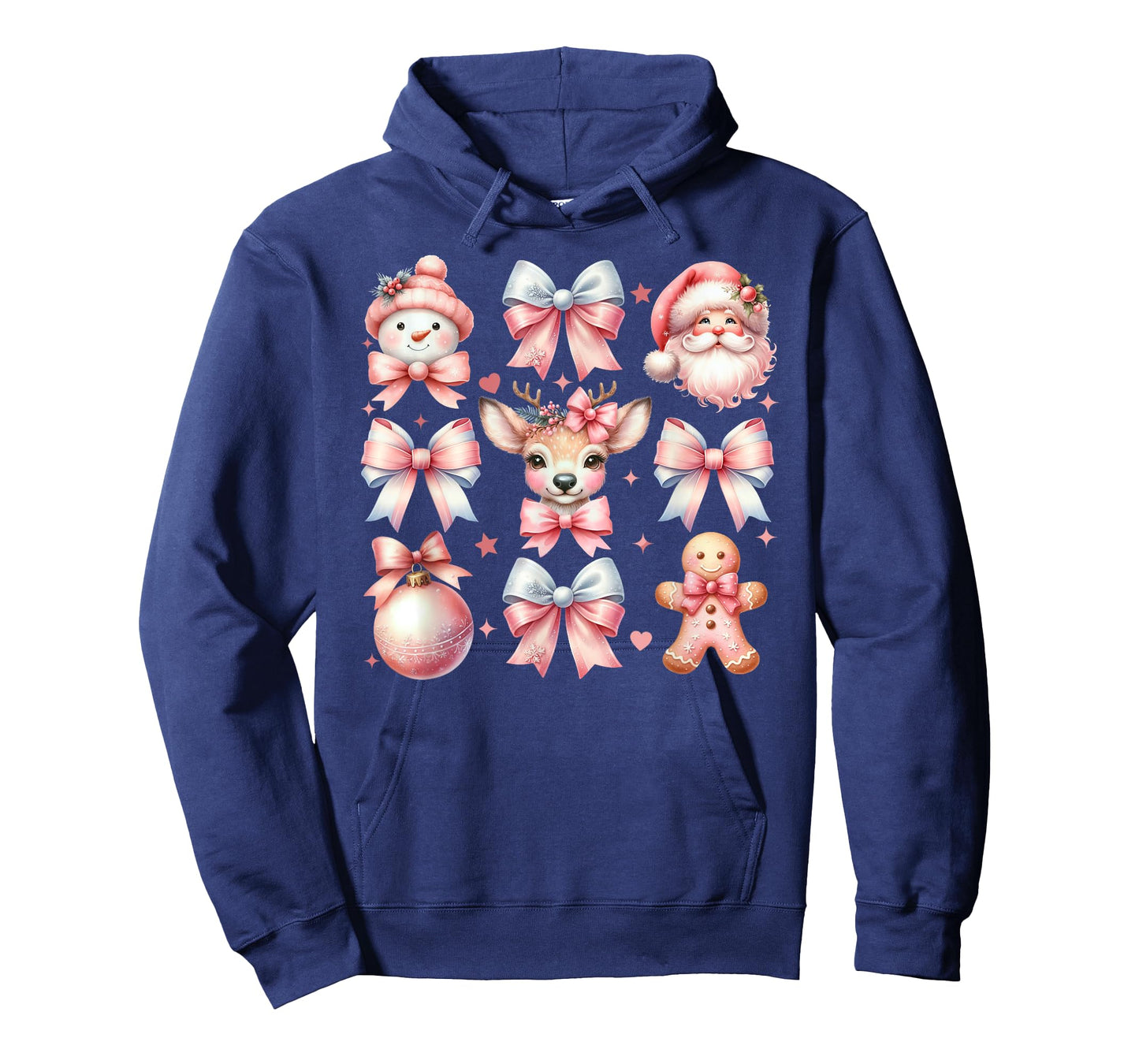 Vintage Pink Bow Christmas Coquette Bow Reindeer Santa Claus T-Shirt