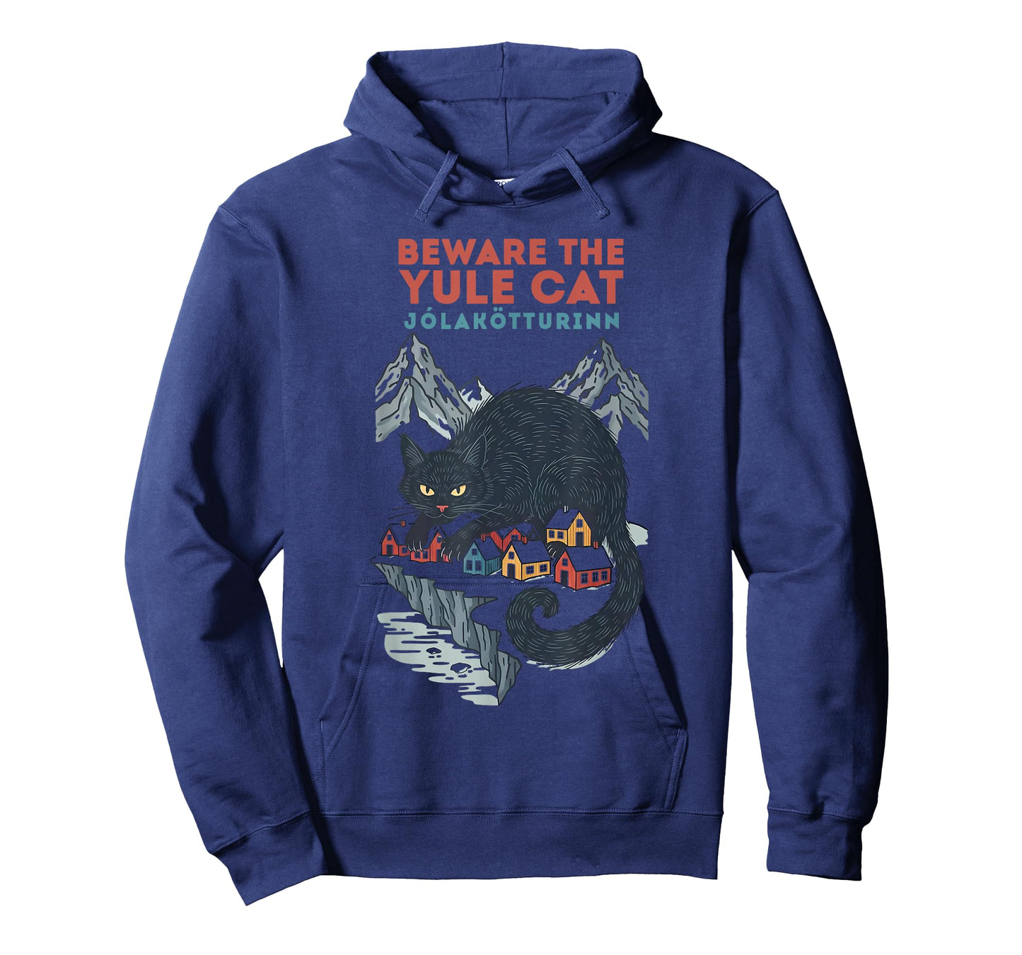 Funny Retro Yule Cat Beware The Jolakotturinn Dark Christmas T-Shirt
