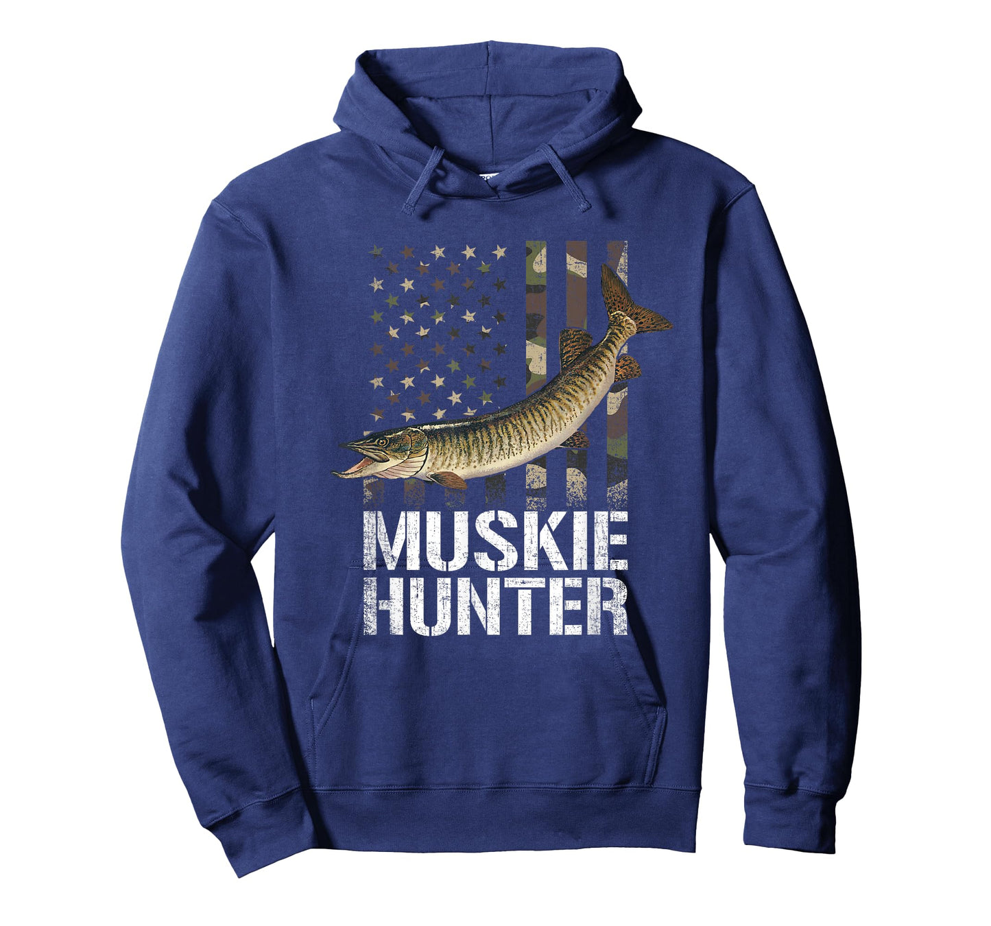 Muskie hunter, American Flag Camouflage, fishing muskie T-Shirt