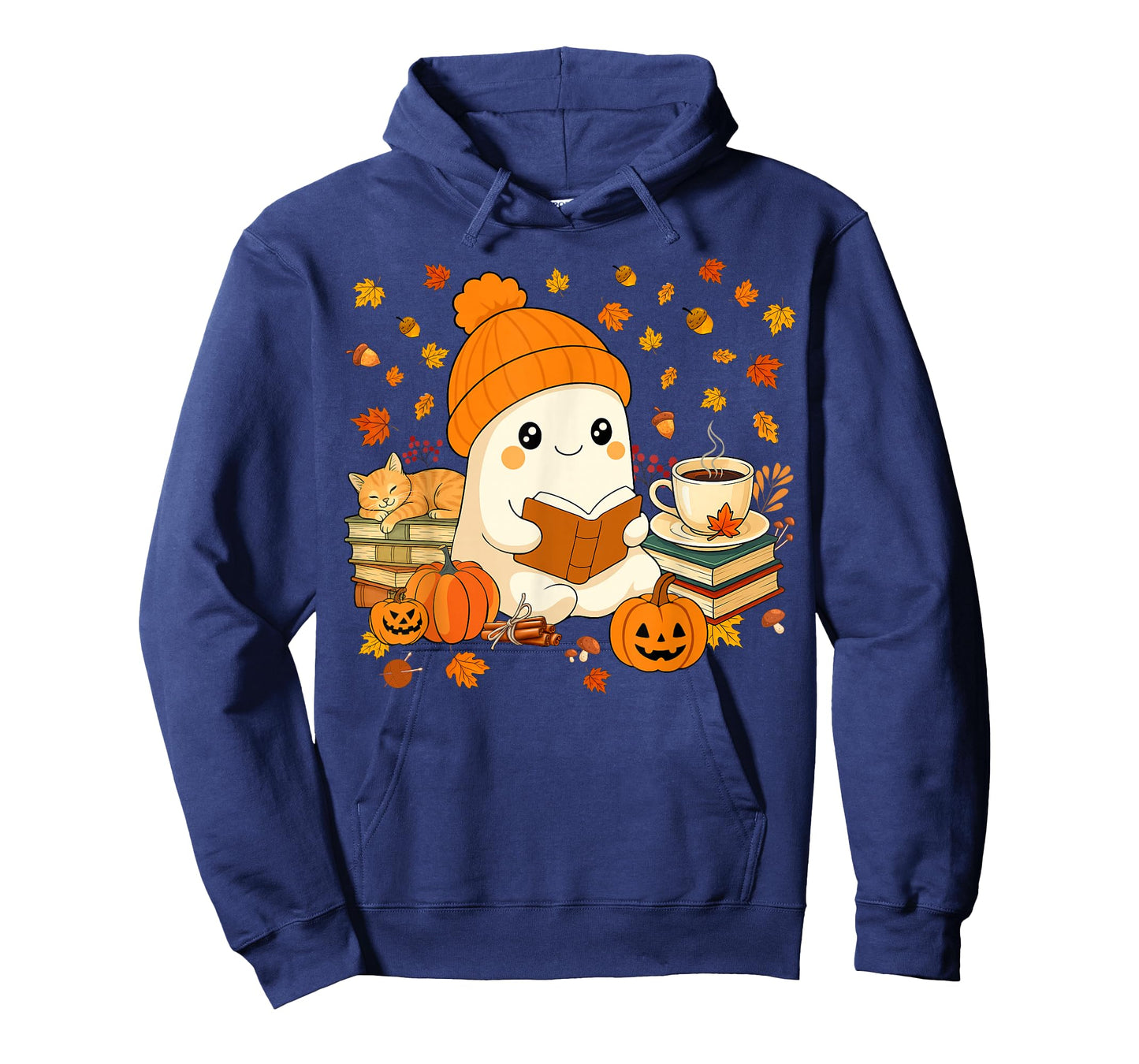 Cute Ghost Reading Book Lovers Autumn Fall Halloween Ghost T-Shirt