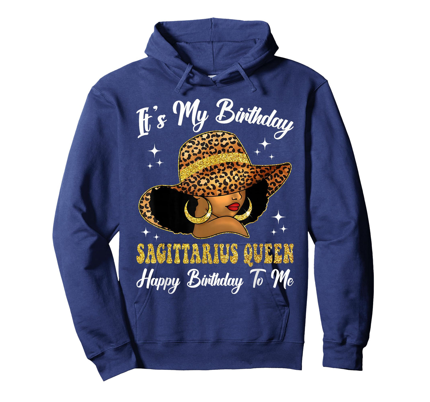 Sagittarius Queen Black Woman Leopard Hat Zodiac Birthday T-Shirt