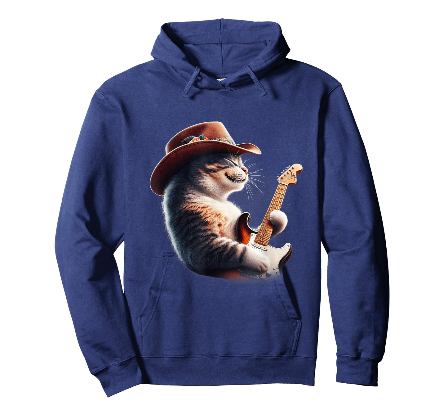 Cat Playing Guitar - Funny Rock Music Guitar Cat Men Women Kids T-Shirt