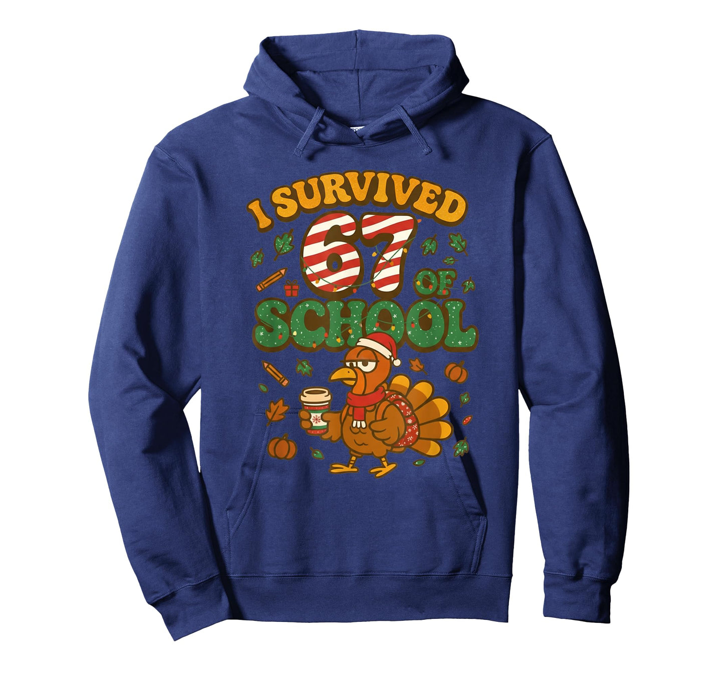 I Survived 67 Days of School Funny Christmas Turkey School T-Shirt