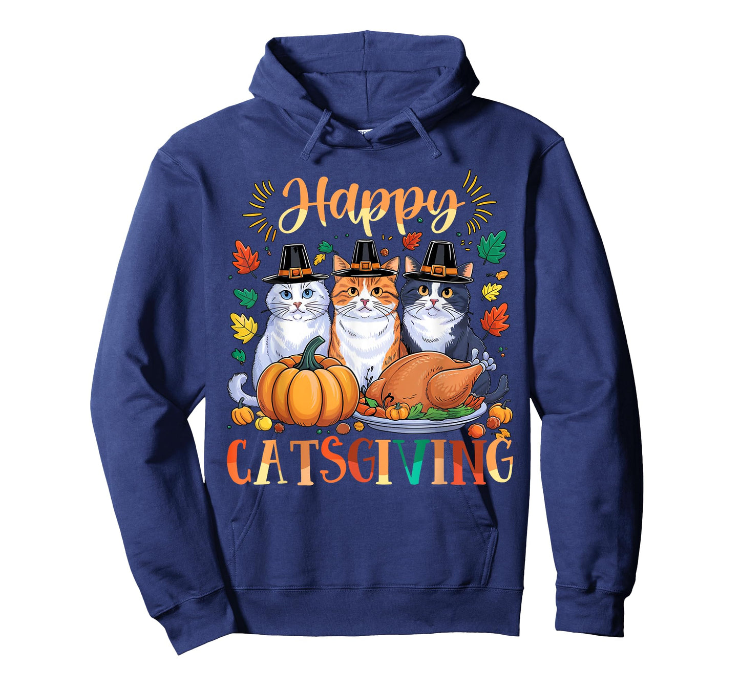 Happy Catsgiving Thanksgiving Kitten Cat Lover Fall Autumn T-Shirt for Men Women