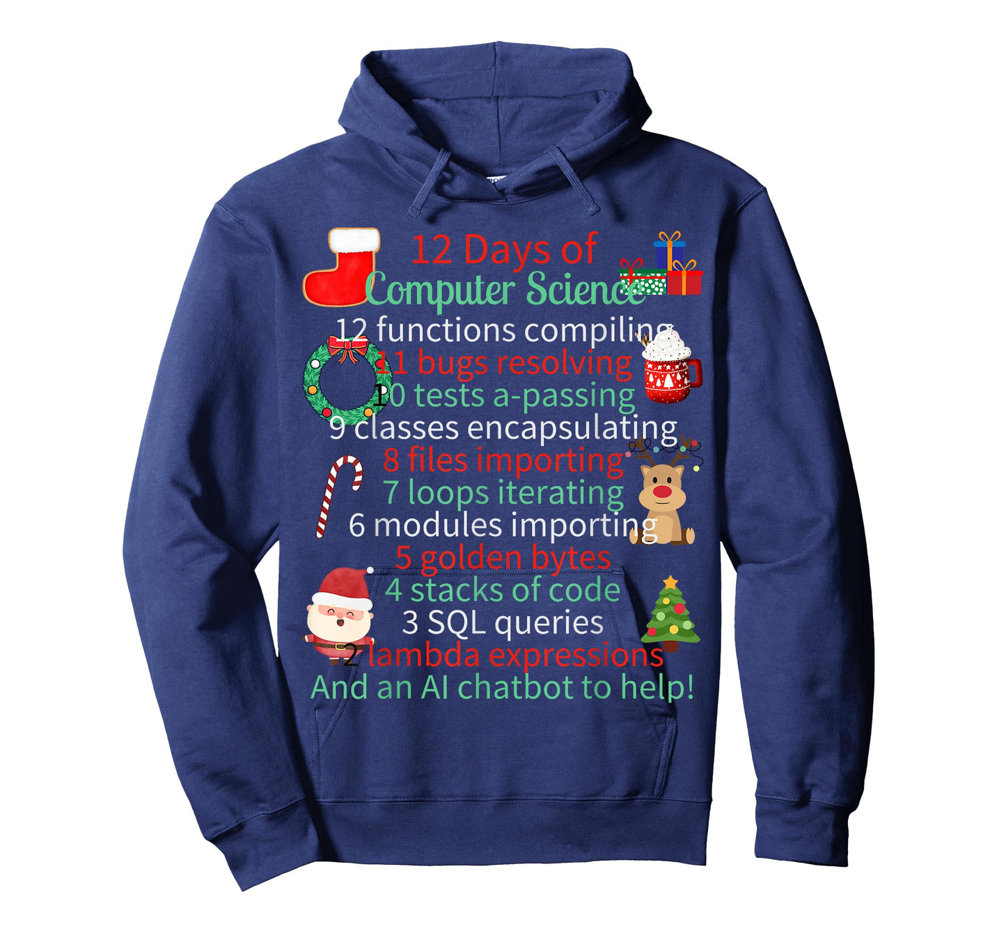12 Days of Computer Science Christmas Themed Winter Holidays T-Shirt for Men Women Kids
