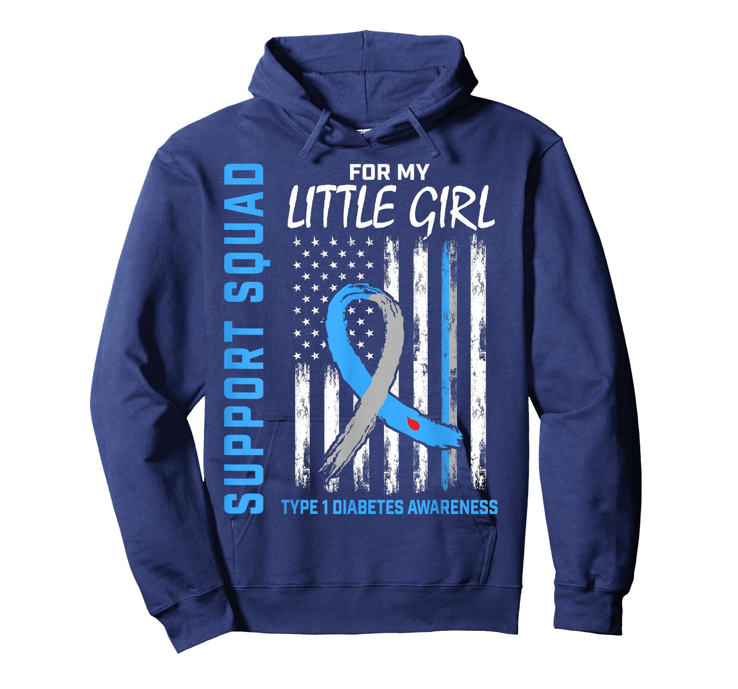 Little Girl Type 1 Diabetes Shirt USA Flag Support Squad T1D T-Shirt