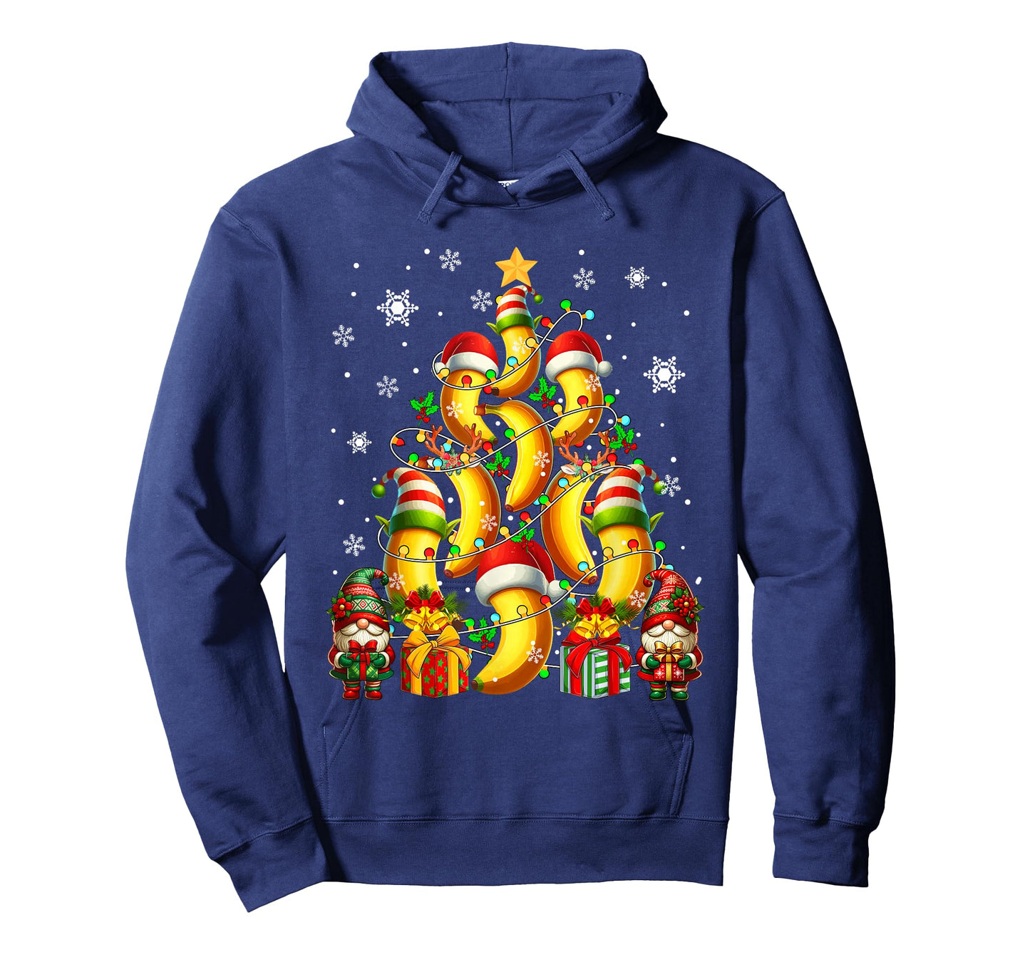 Santa Reindeer Elf Banana As Christmas Tree Vegan Fruits T-Shirt