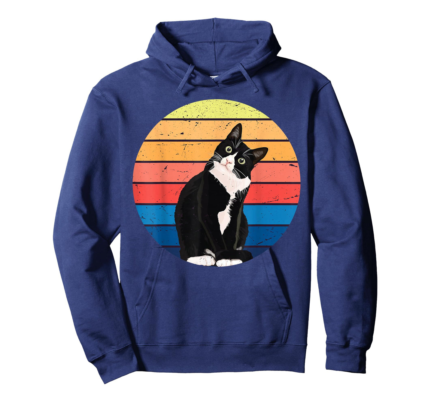 Tuxedo Cat Gift Retro Colors for Animal Lovers T-Shirt