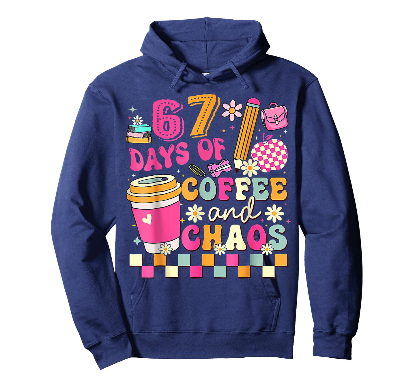 67 Days of Coffee and Chaos Funny Six Seven Meme Teacher T-Shirt