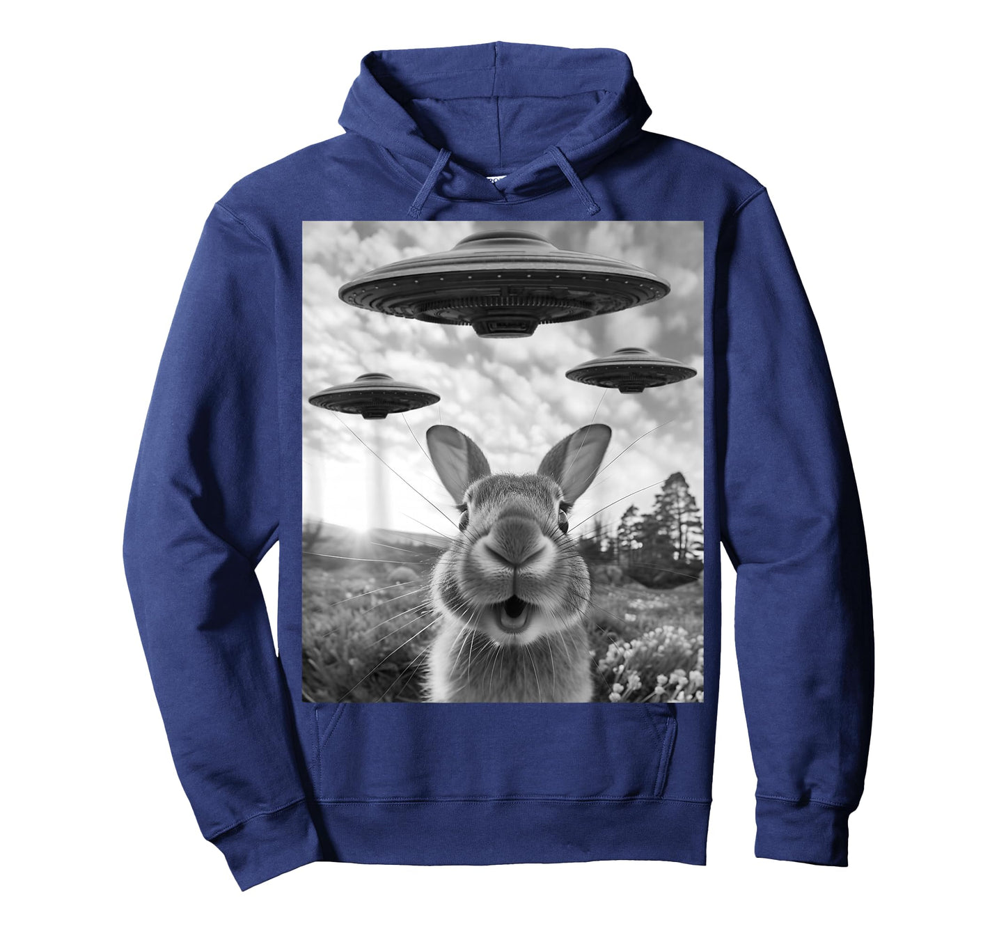 Rabbit Selfie with UFOs Vintage Alien Rabbit T-Shirt
