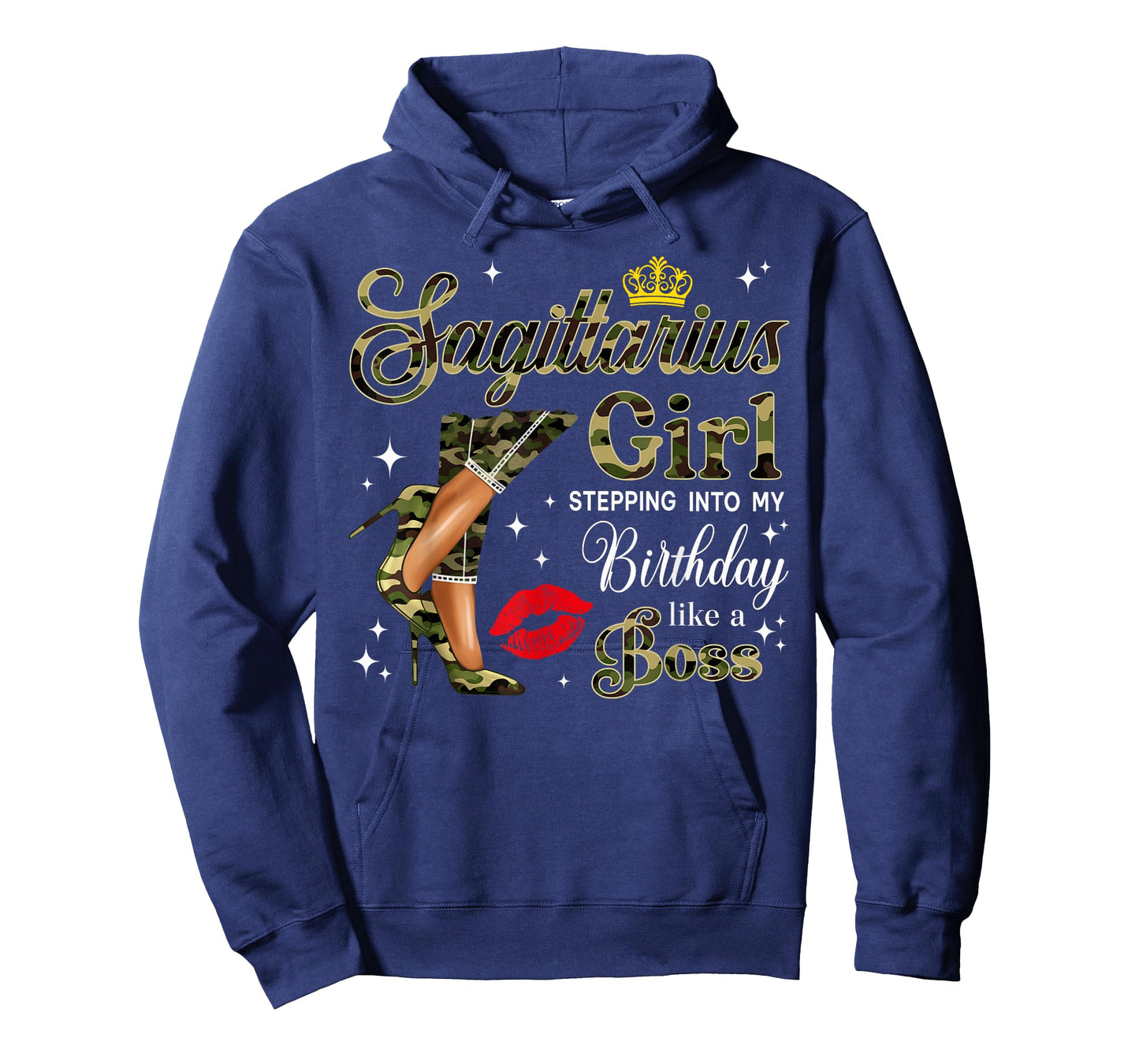 Sagittarius Girl Camouflage Black Woman Camo Heels Zodiac T-Shirt