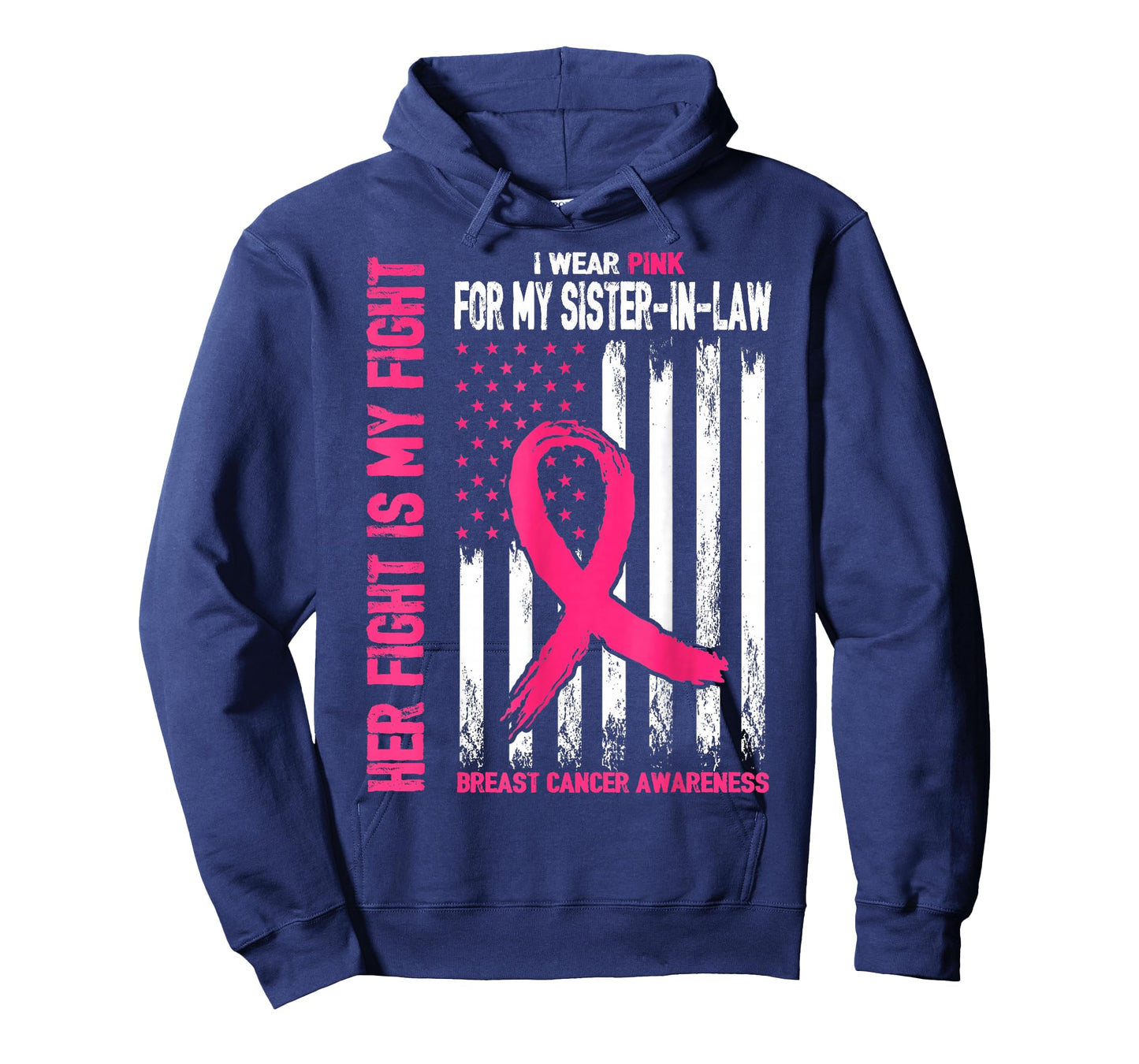 I Wear Pink For My Sister-In-Law Breast Cancer American Flag T-Shirt