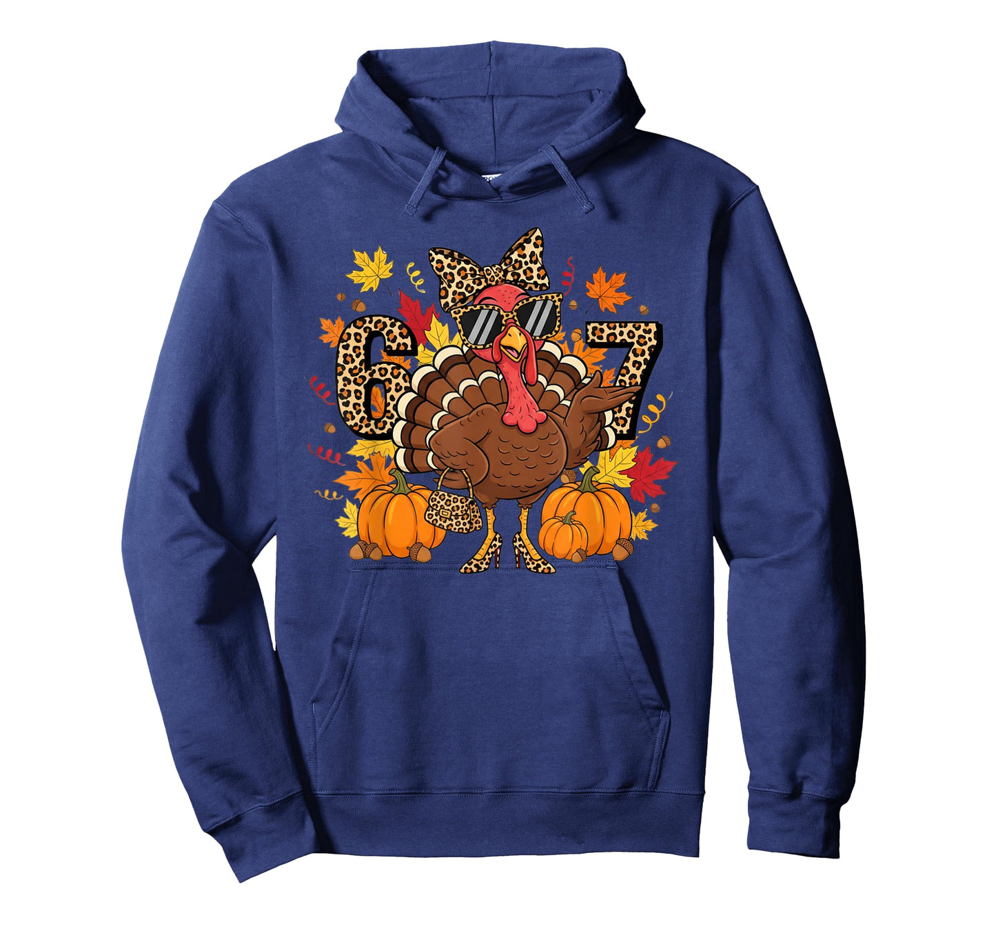 6 7 Thanksgiving Funny Leopard Bow Turkey Six Seven Teacher T-Shirt