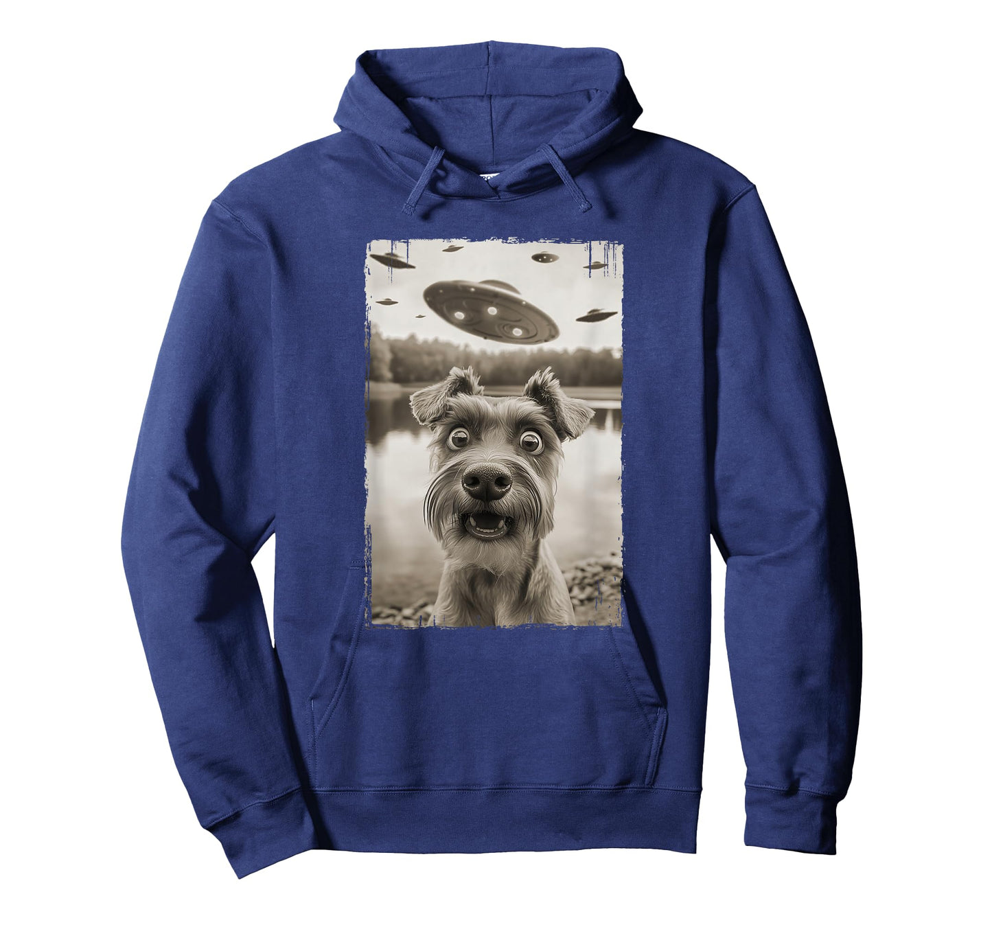 Retro Schnauzer UFO Encounters - Funny UFO Schnauzer Selfie T-Shirt