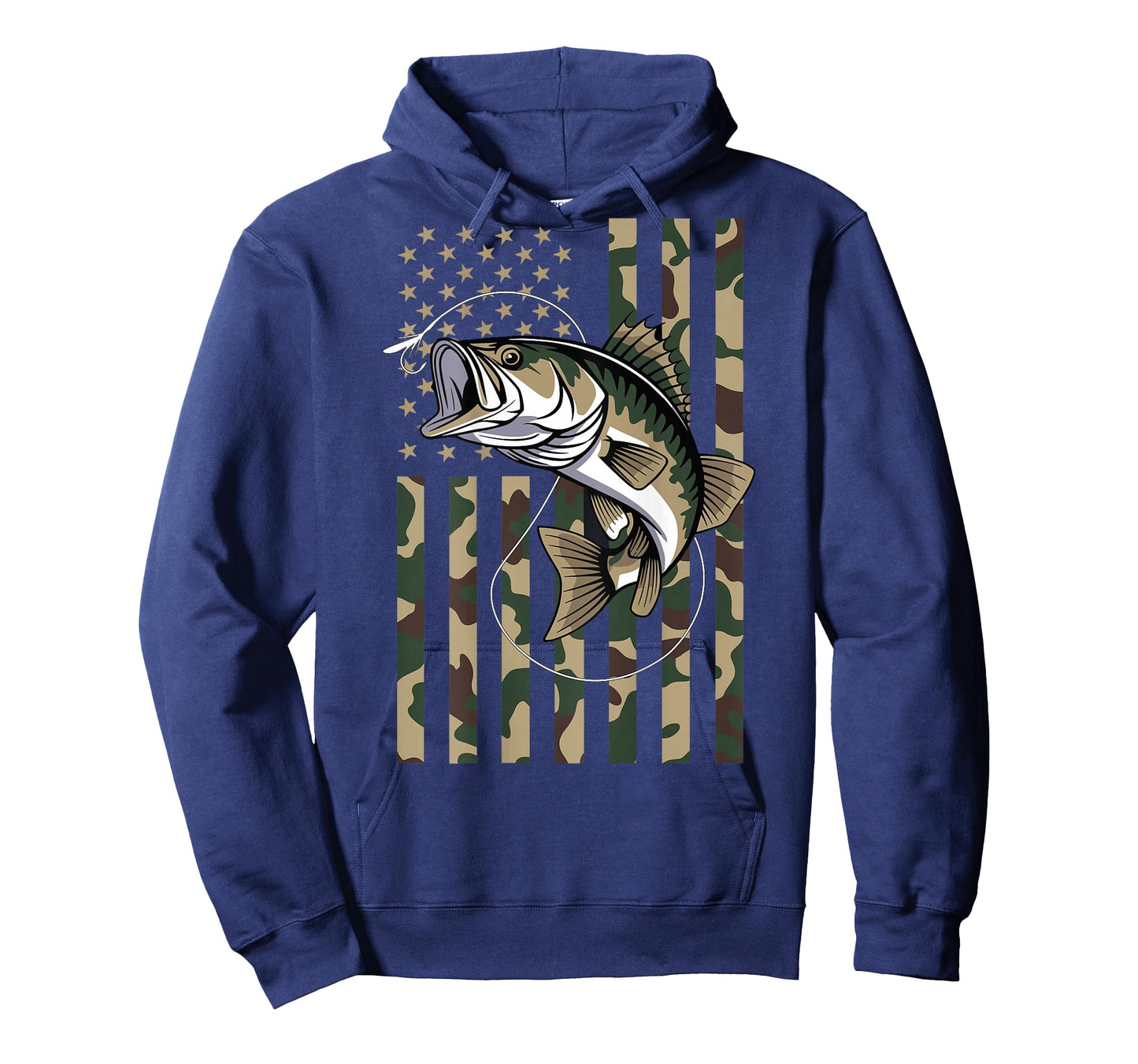 Camo US Flag Bass Fish Fishing Patriotic Men Women T-Shirt