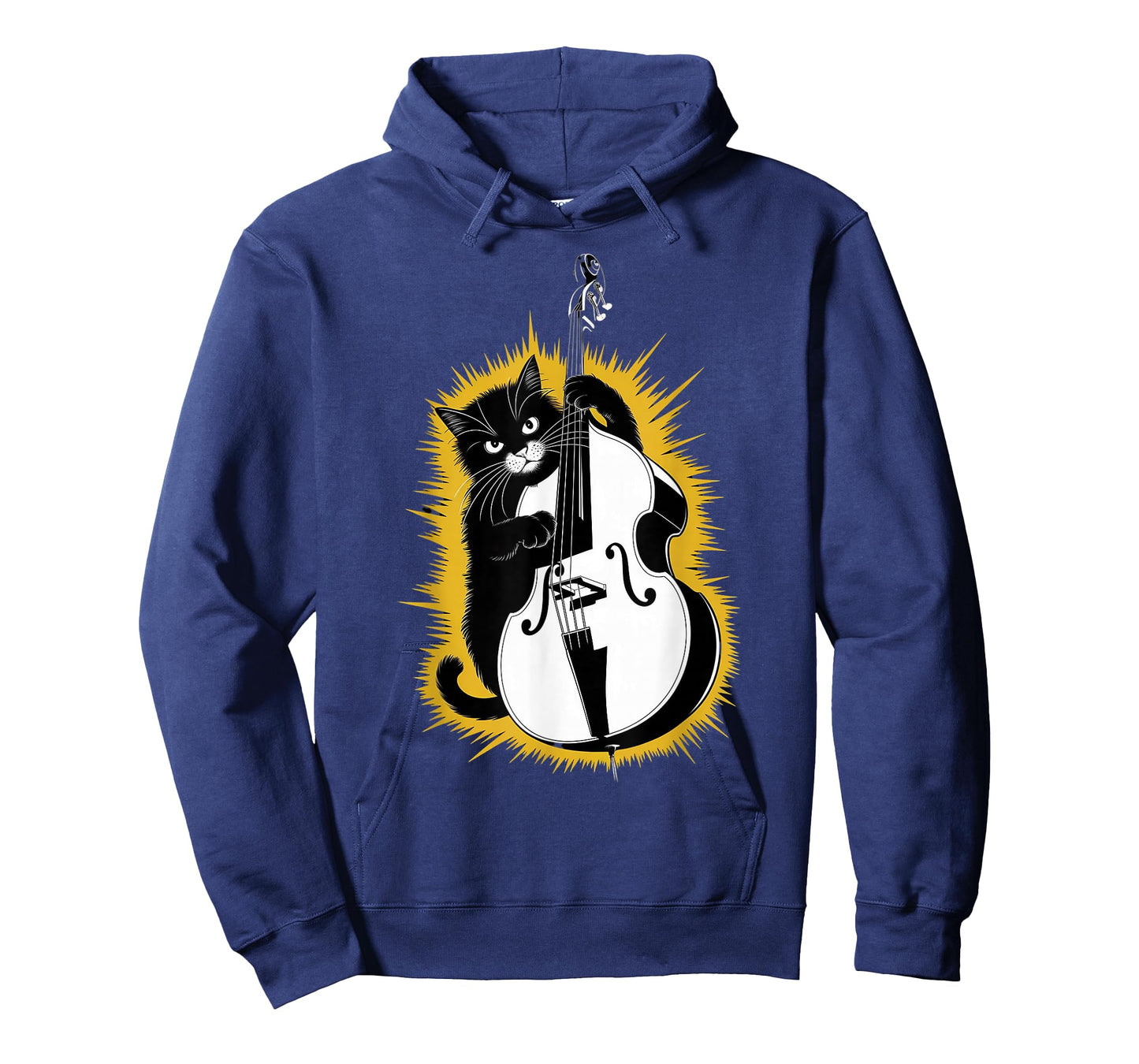 Cat Playing Upright Bass instrument on Cat Double Bassist T-Shirt