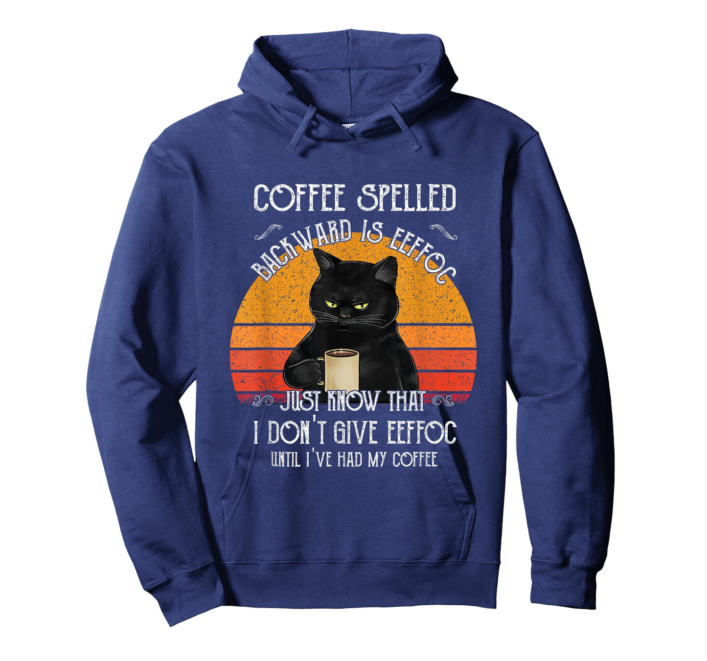 Funny Black Cat coffee spelled backwards is eeffoc Men Women T-Shirt