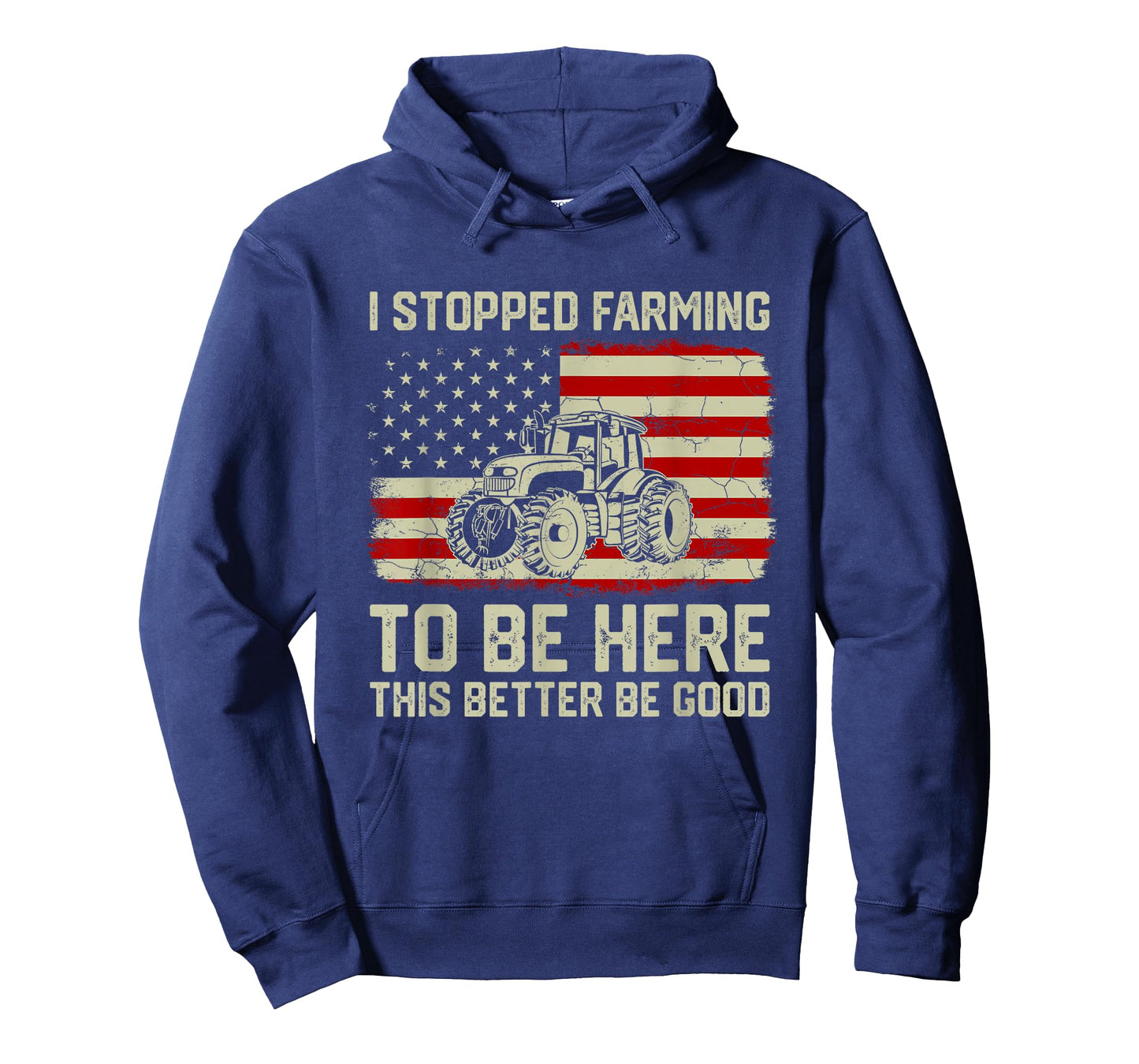 I Stopped Farming To Be Here Tractor Vintage American Flag T-Shirt