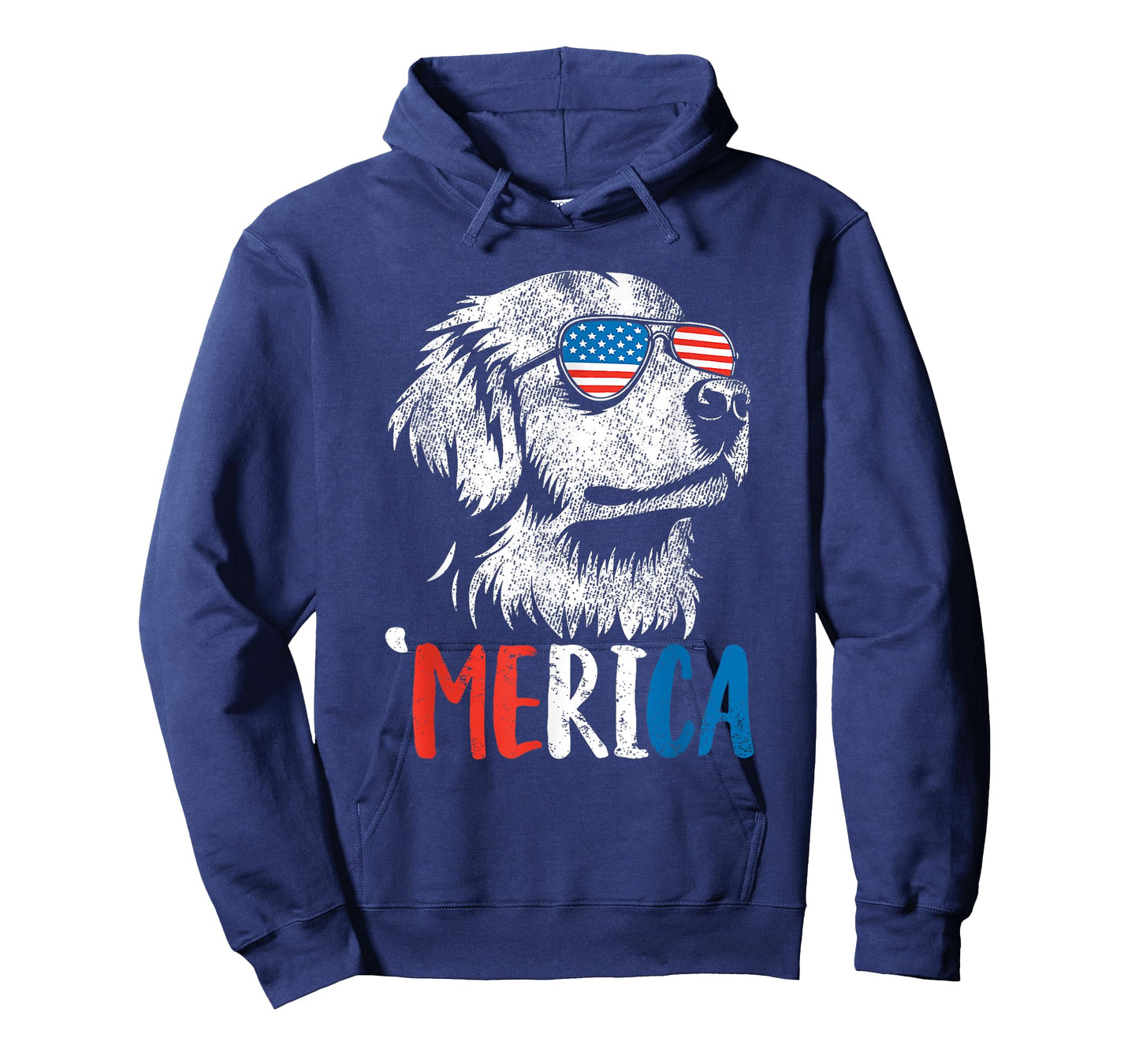 golden retriever Glasses Dog 4th of july merica Flag T-Shirt