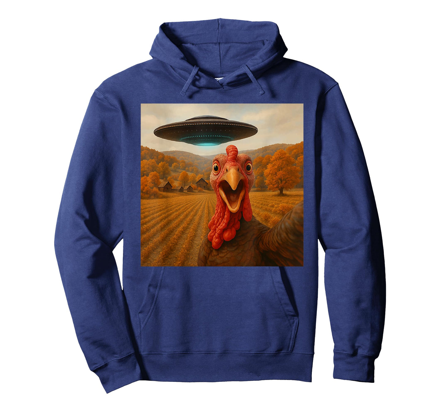Turkey Selfie with Alien UFO Funny Thanksgiving Spaceship T-Shirt