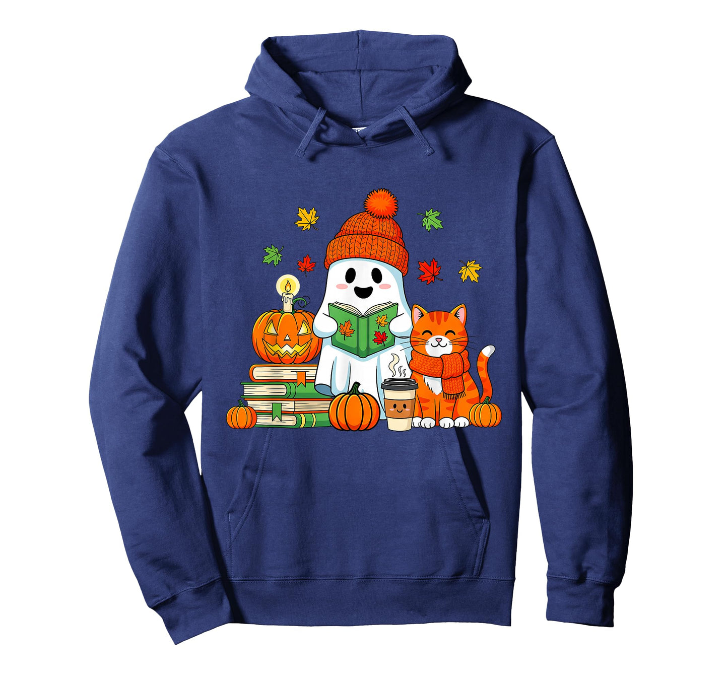 Cute Ghost Reading Book Lovers Autumn Fall Halloween Ghost T-Shirt
